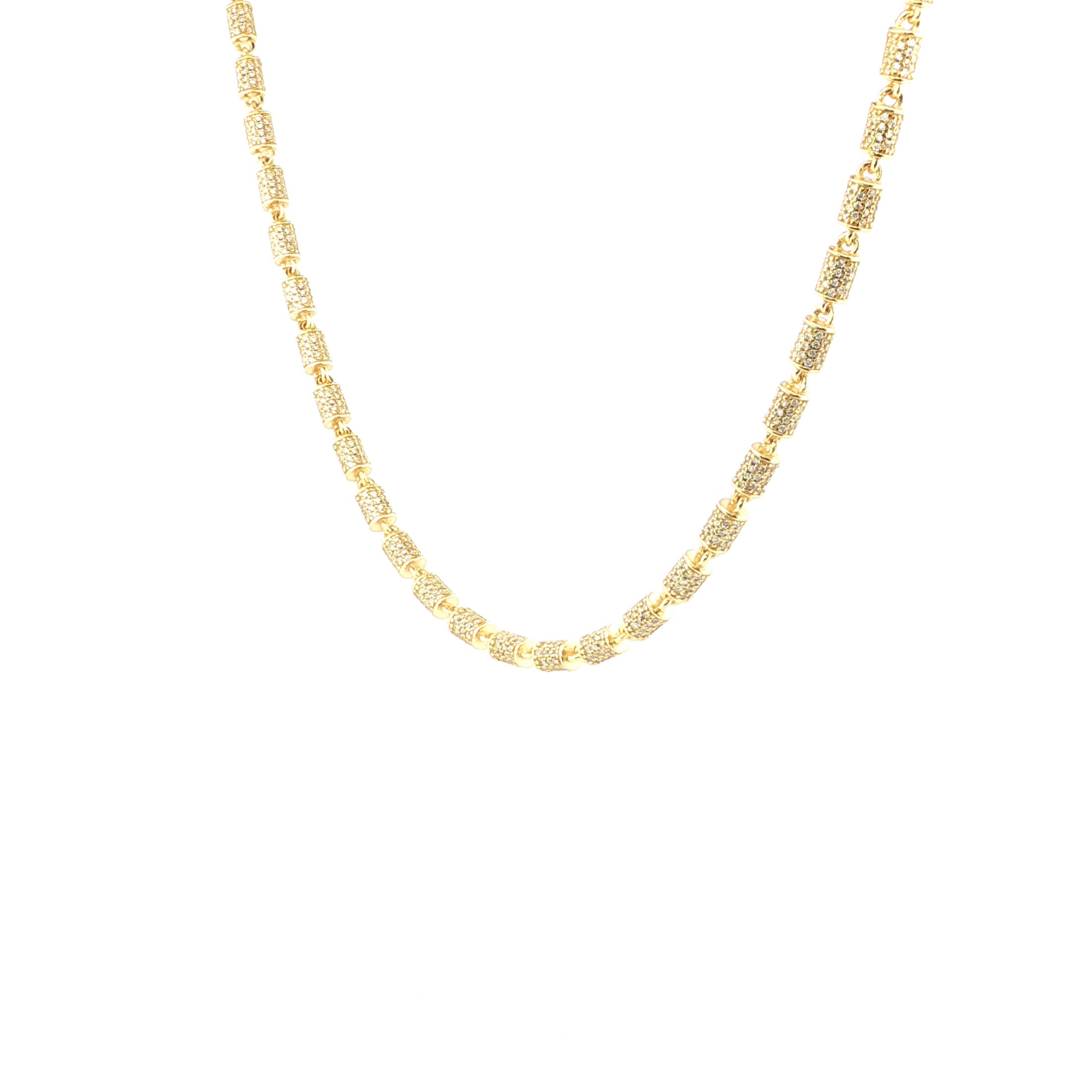 Sterling Silver Barrel Link Chain – VVS Moissanite - 5MM