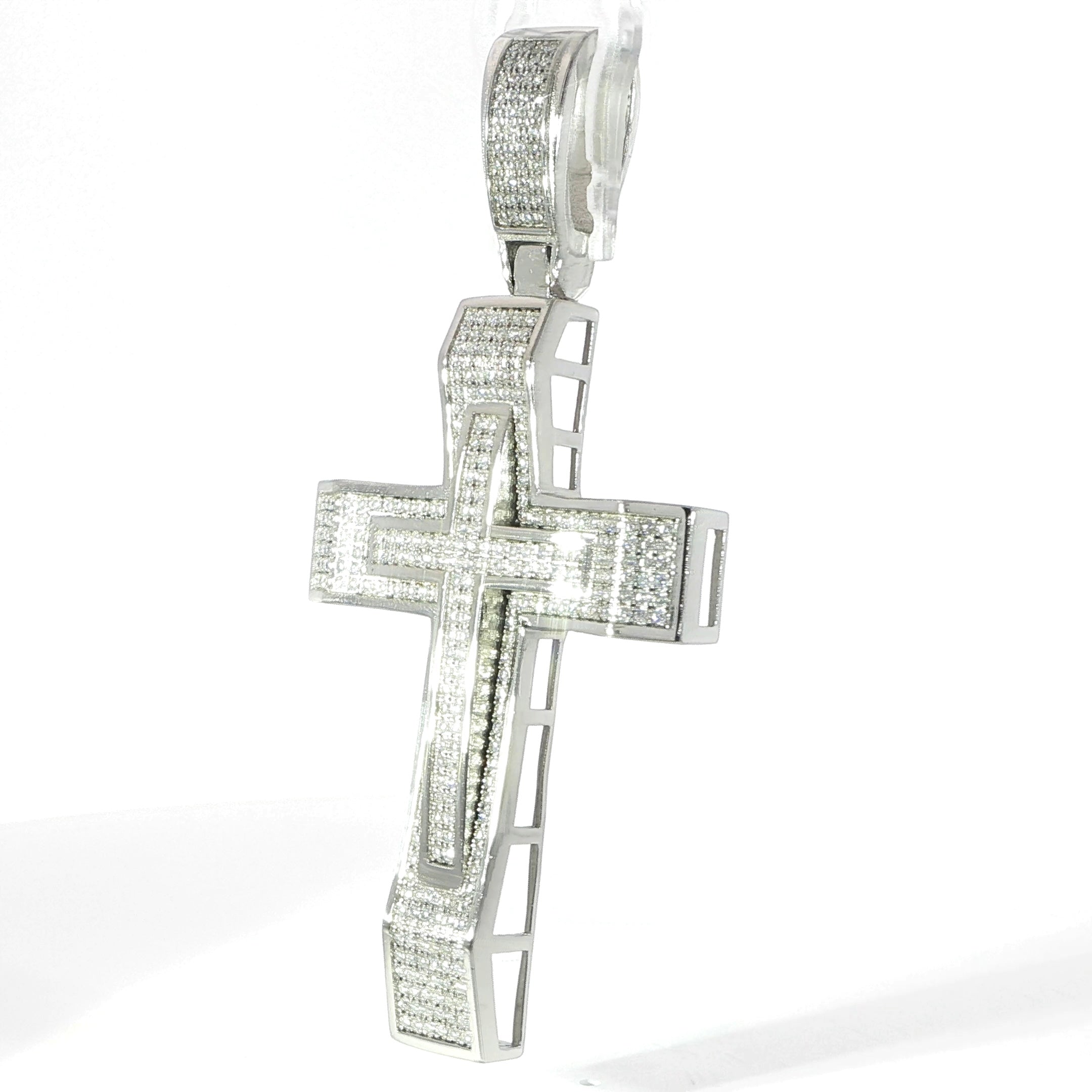 Sterling Silver Cross Pendant – VVS Moissanite 2.7 CTW