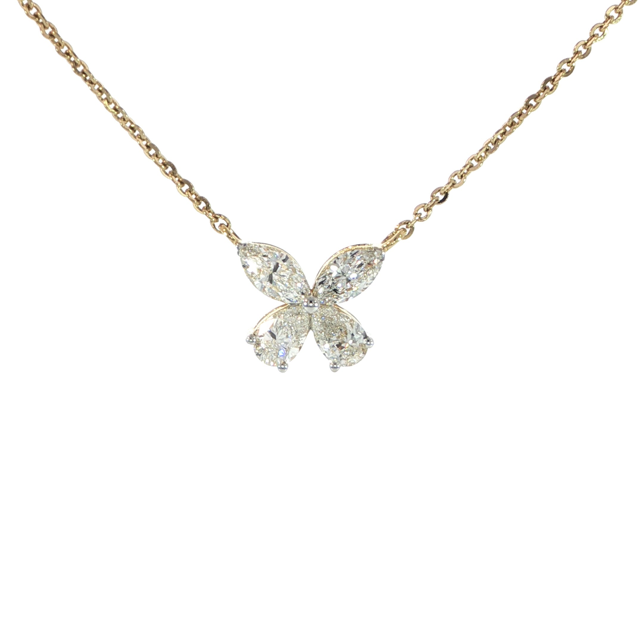 14K Yellow Gold Diamond Butterfly Necklace