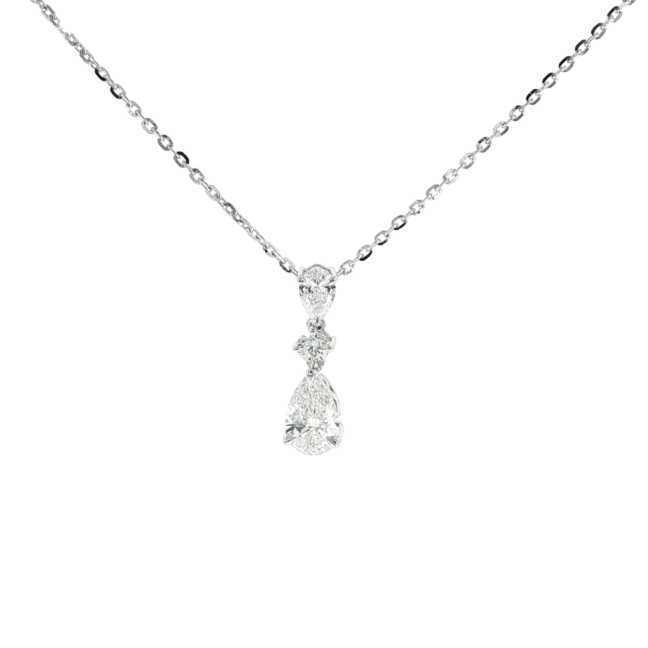 14K White Gold Diamond Drop Necklace
