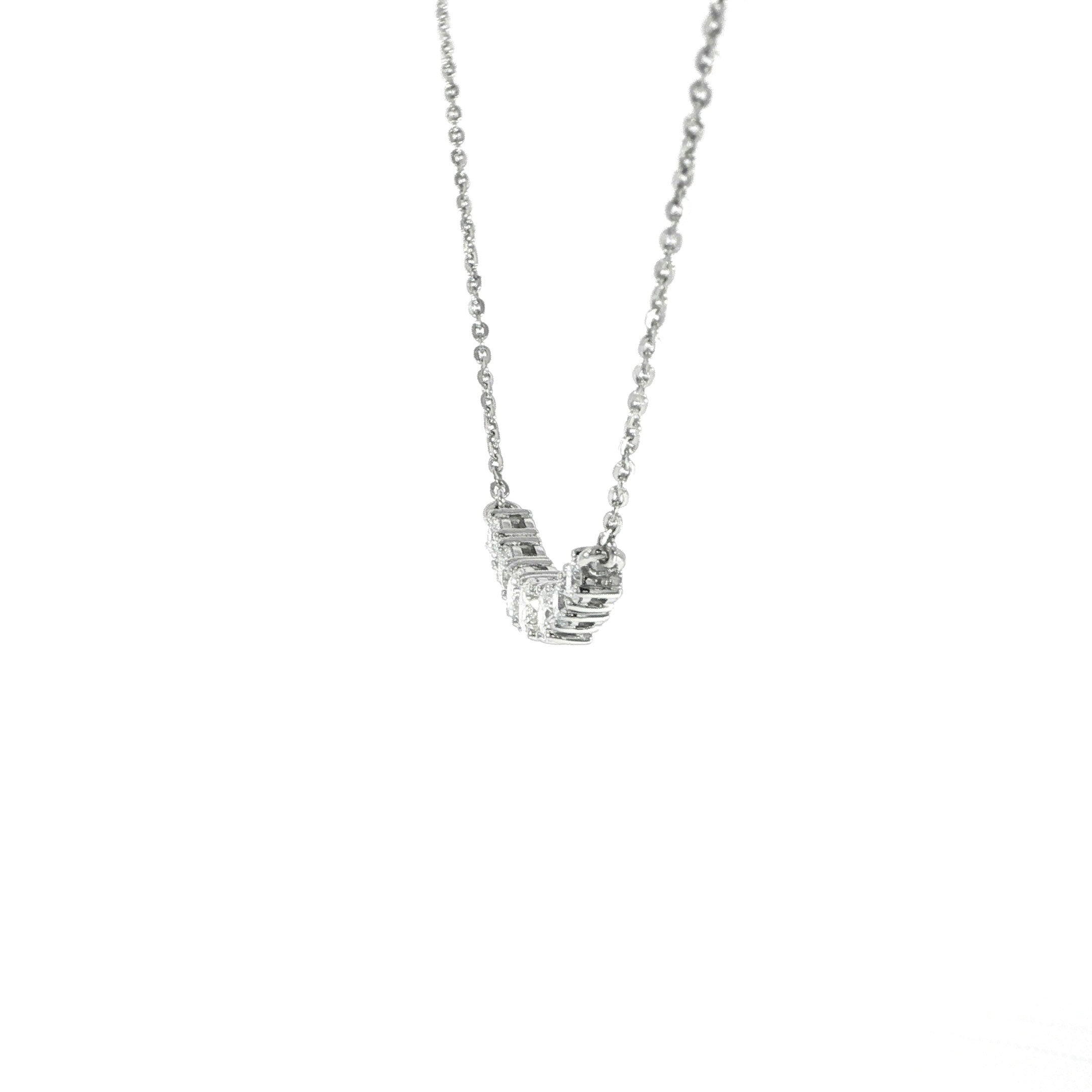 14K Diamond Curved Bar Necklace
