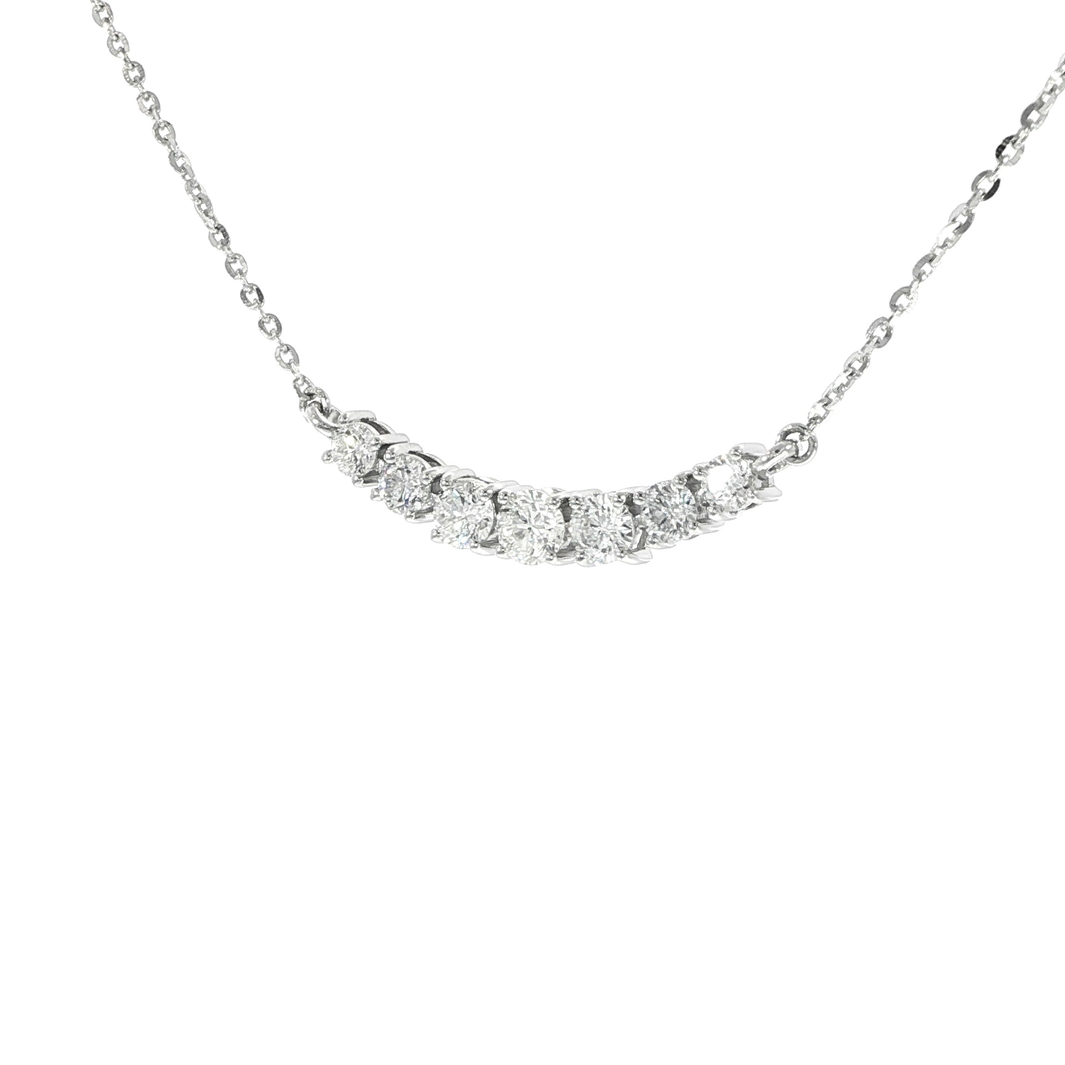 14K Diamond Curved Bar Necklace