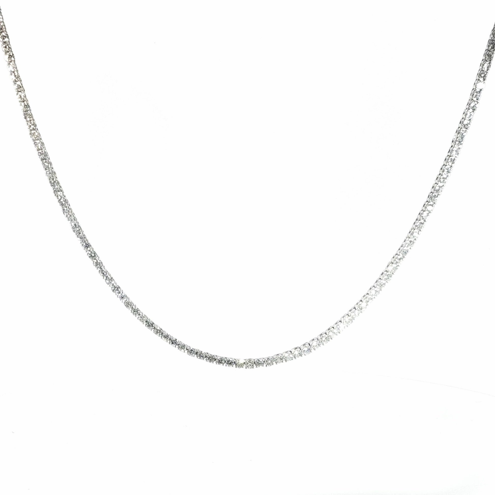 14K White Gold Diamond Tennis Necklace – 6.94 CT