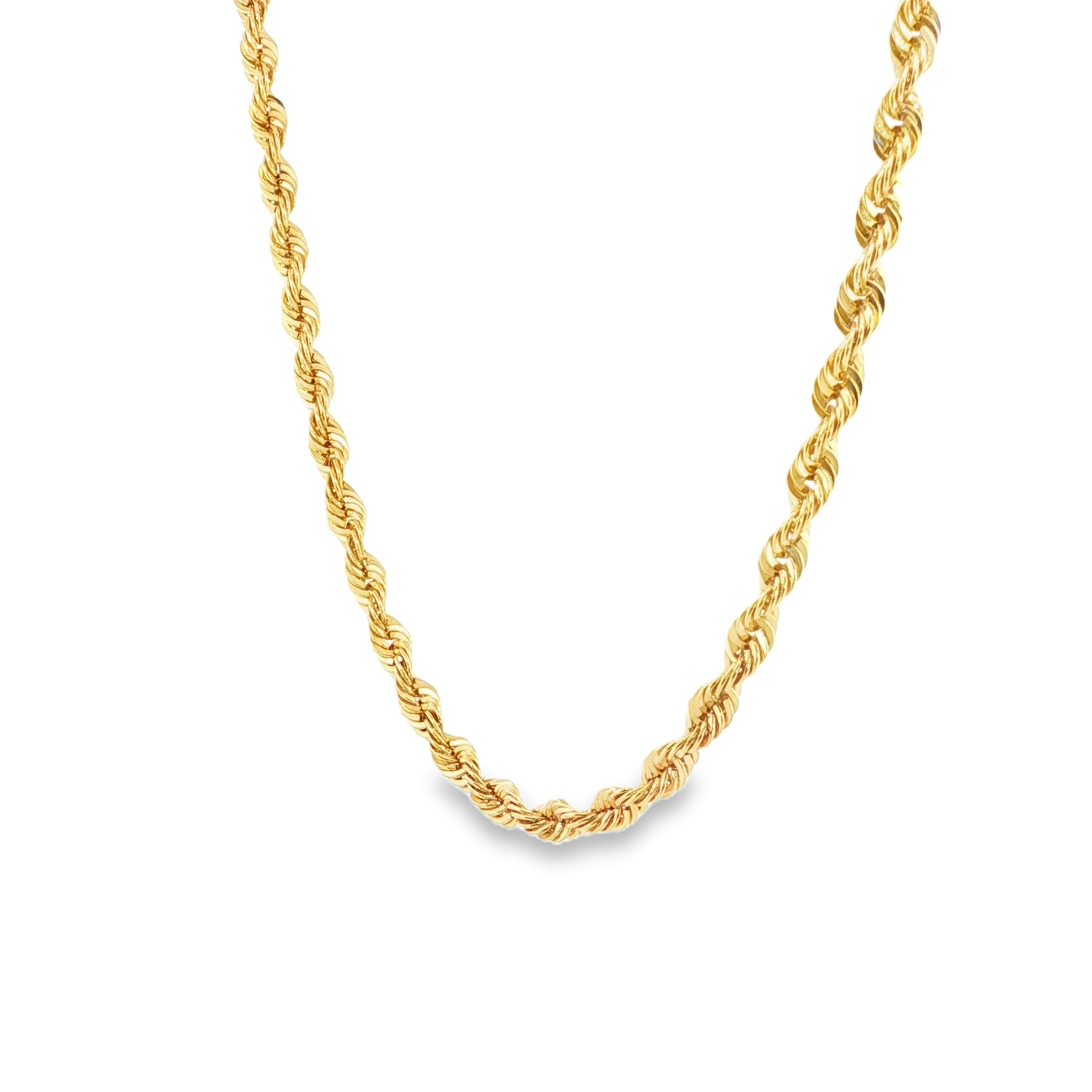 14K Yellow Gold Thick Diamond-Cut Rope - 6.5MM
