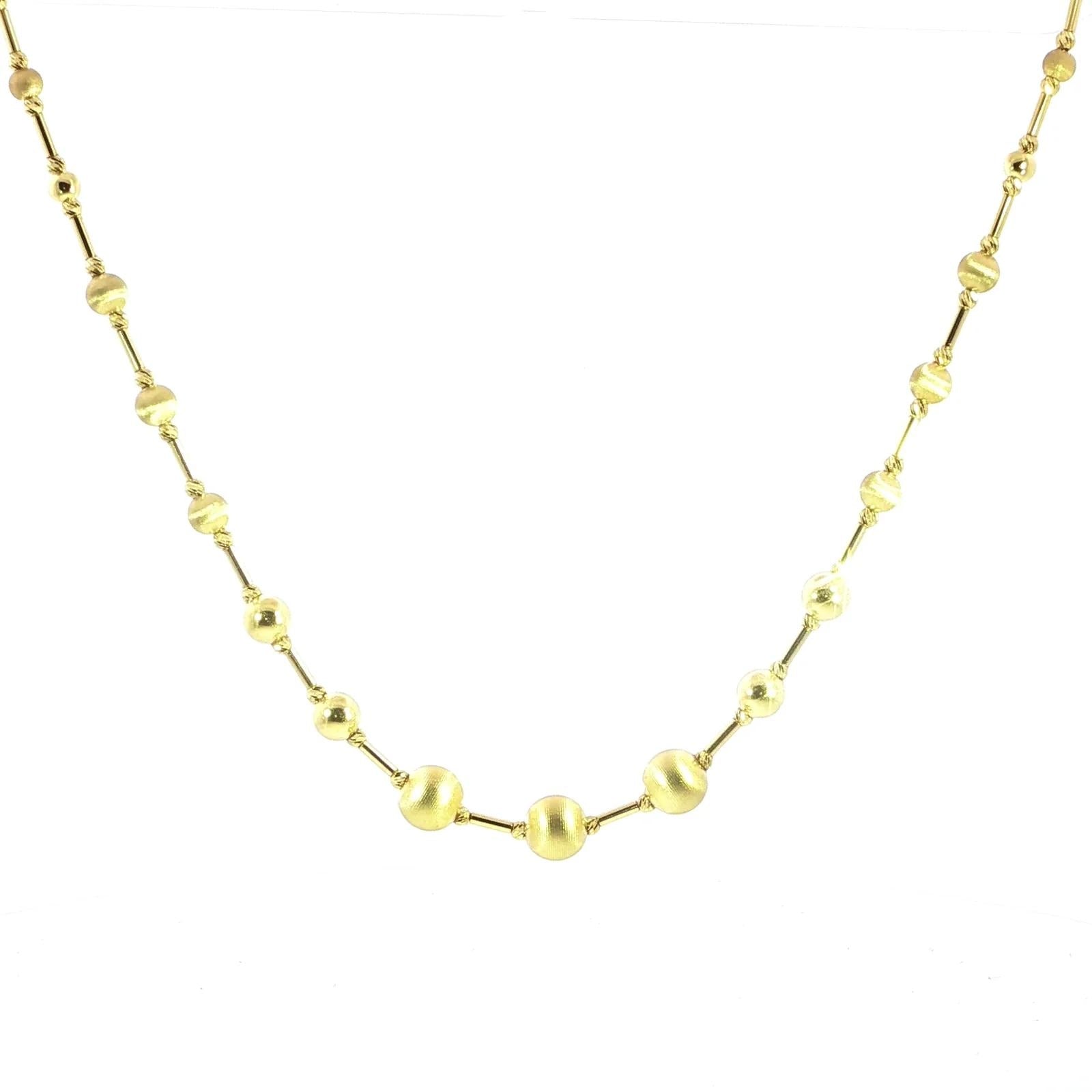 14K Gold Graduated Beaded Station Necklace
