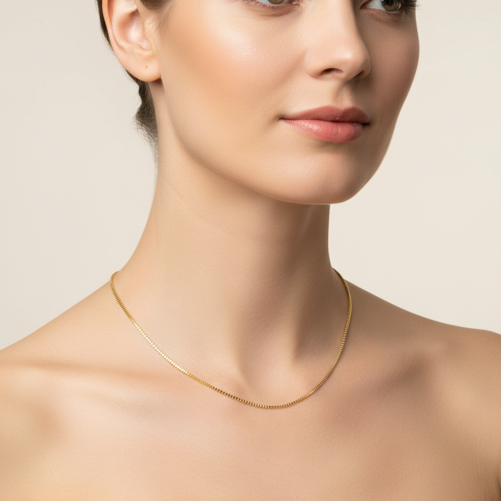 14K Yellow Gold Solid Box Chain - 1.4MM