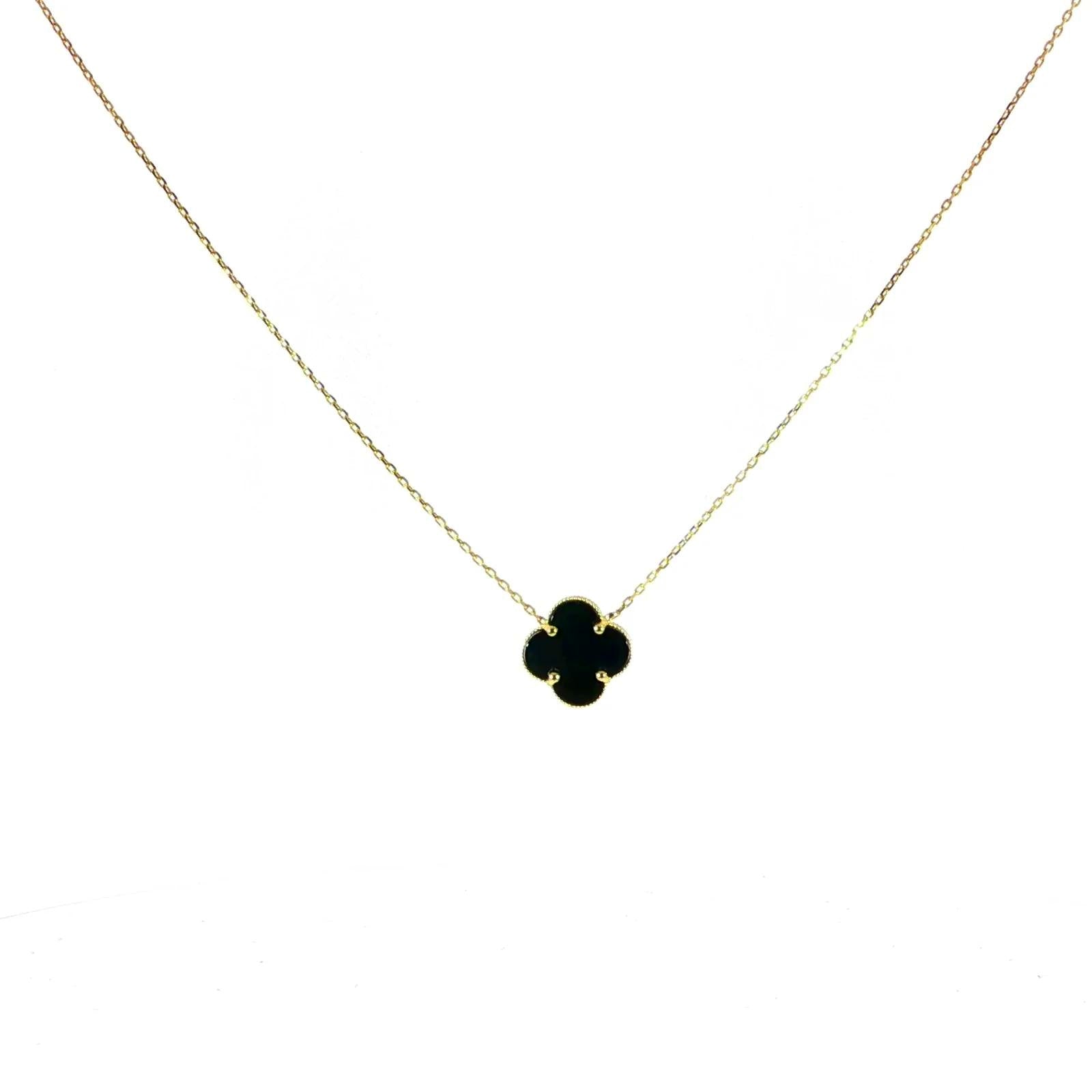 14K Yellow Gold Clover Necklace