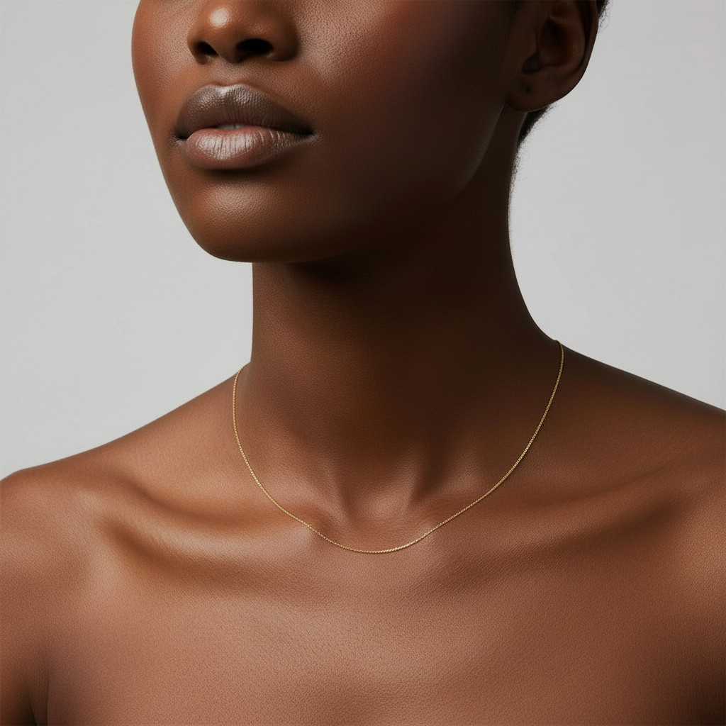 14K Gold Thin Figaro Necklace - 1MM