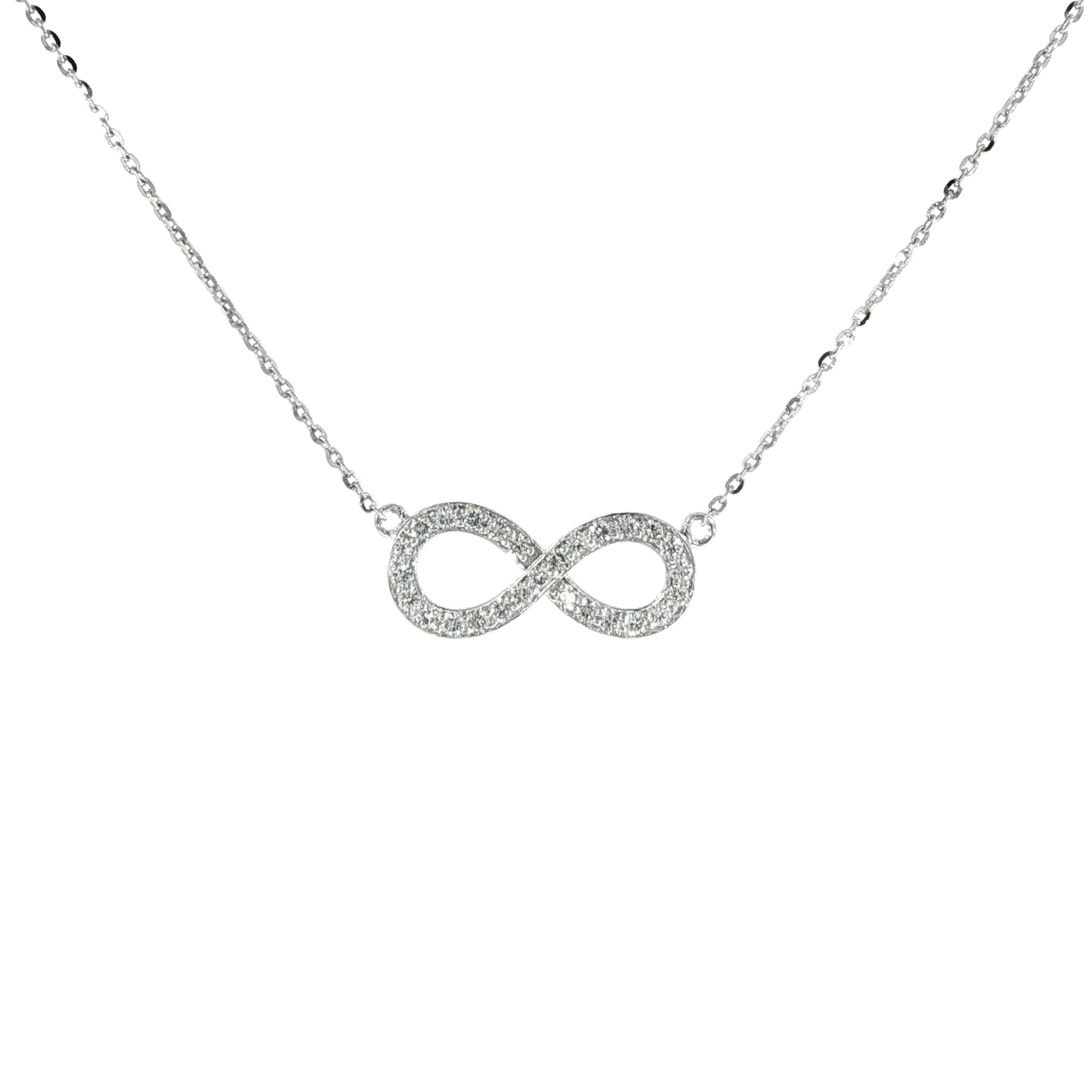 14K White Gold Diamond Infinity Necklace