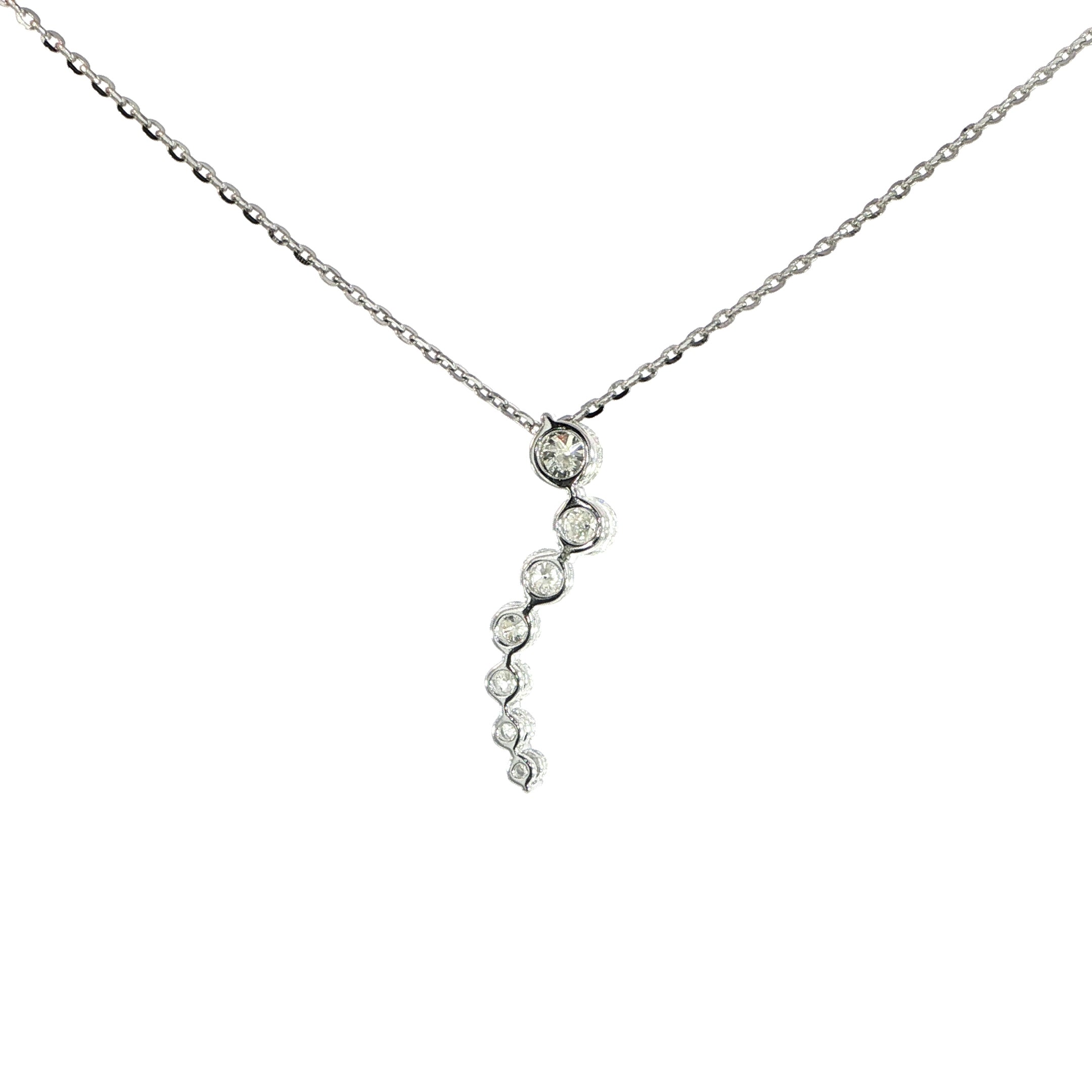 14K White Gold Diamond Curve Necklace – 1.02 CT