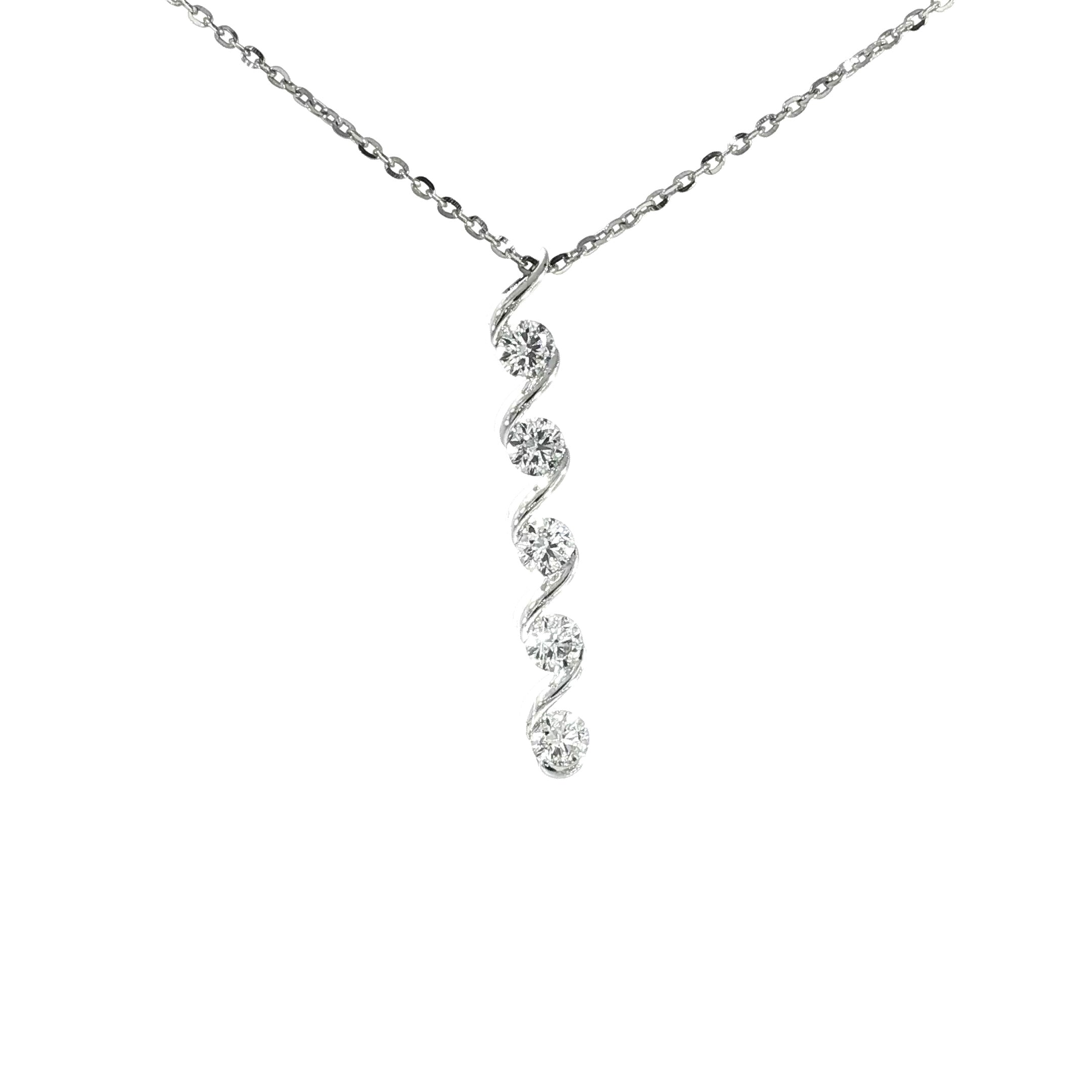 14K White Gold Diamond Swirl Necklace