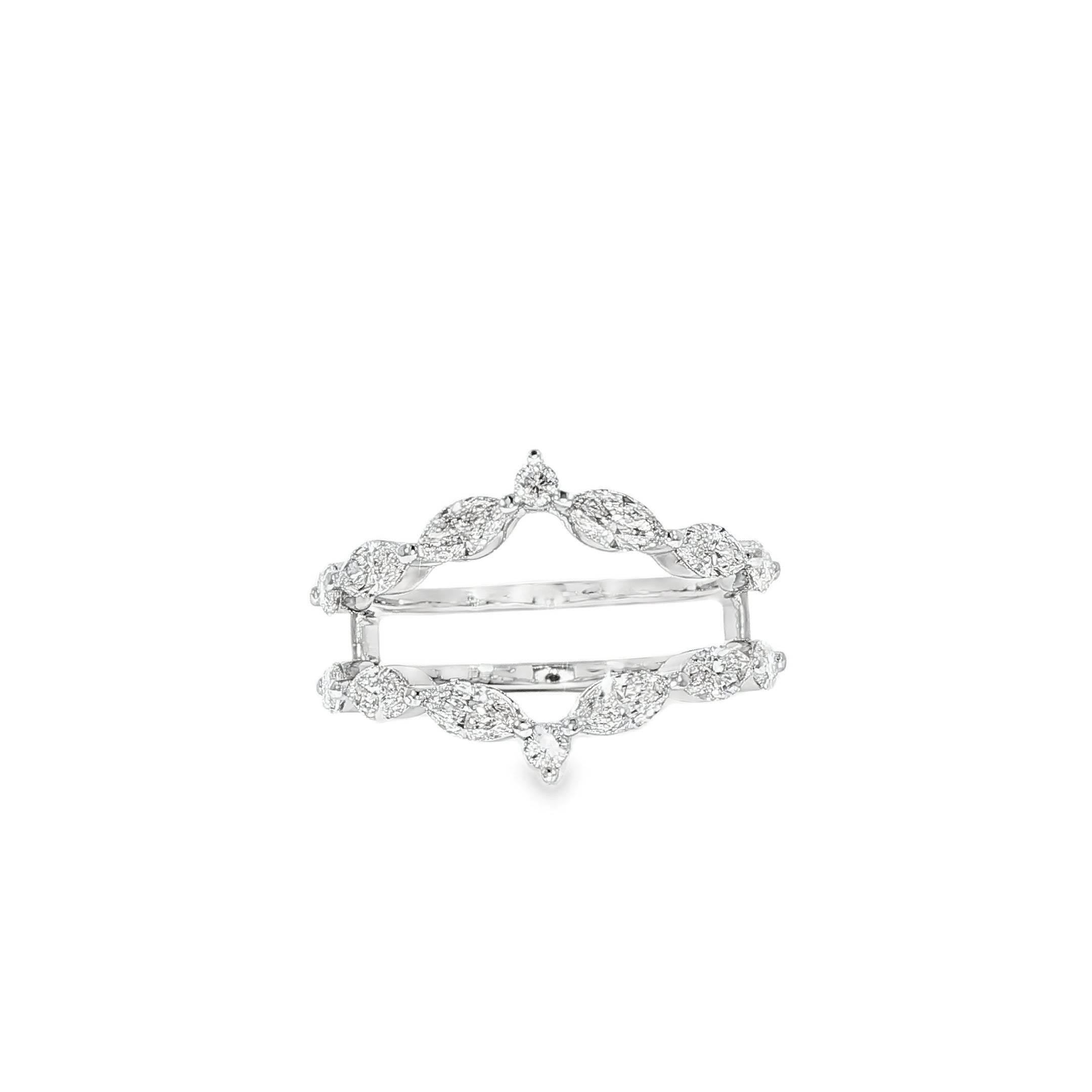 Close up marquise cut diamond enhancer with shared prongs