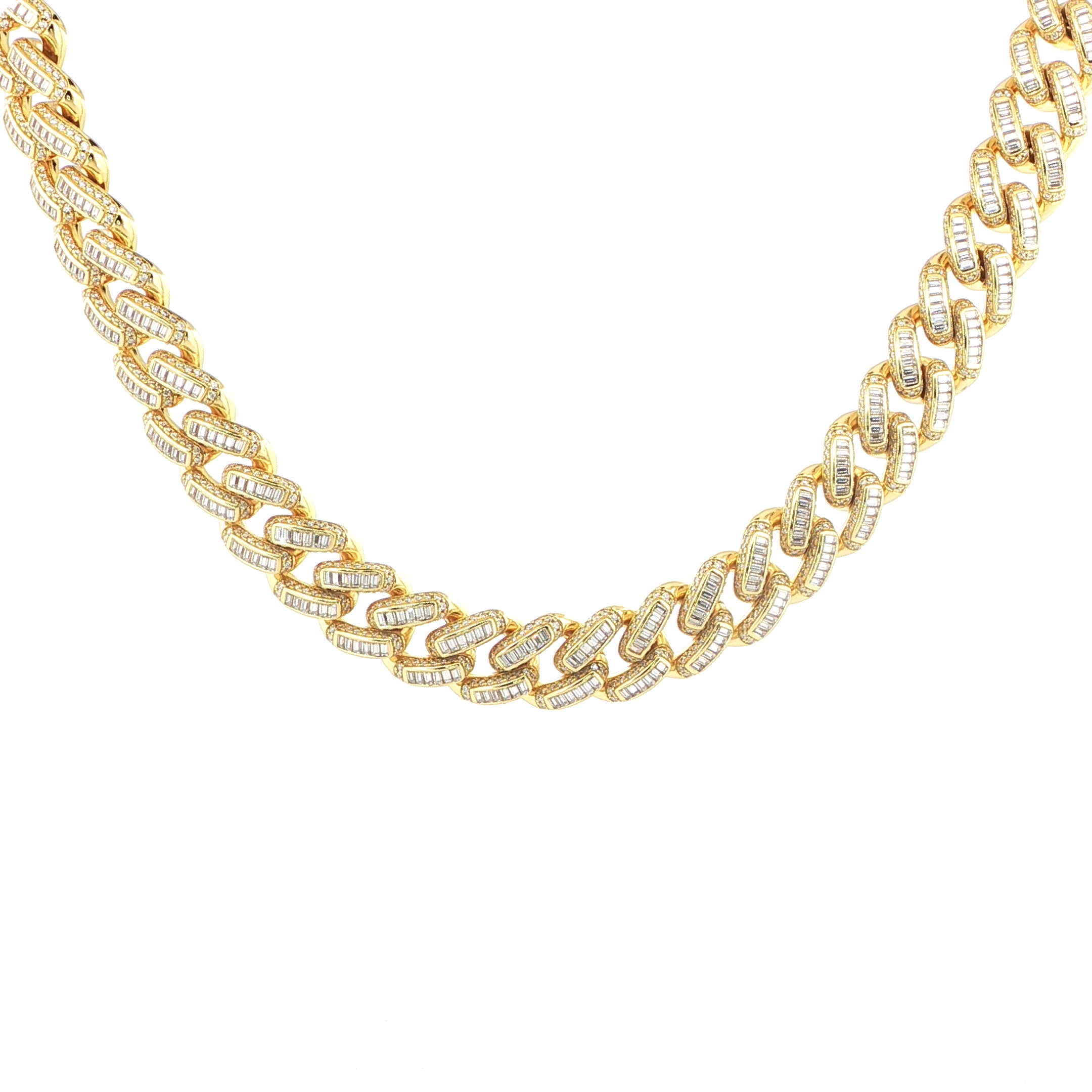 Sterling Silver Solid Miami Cuban Link Chain with VVS Moissanite Stones - 6