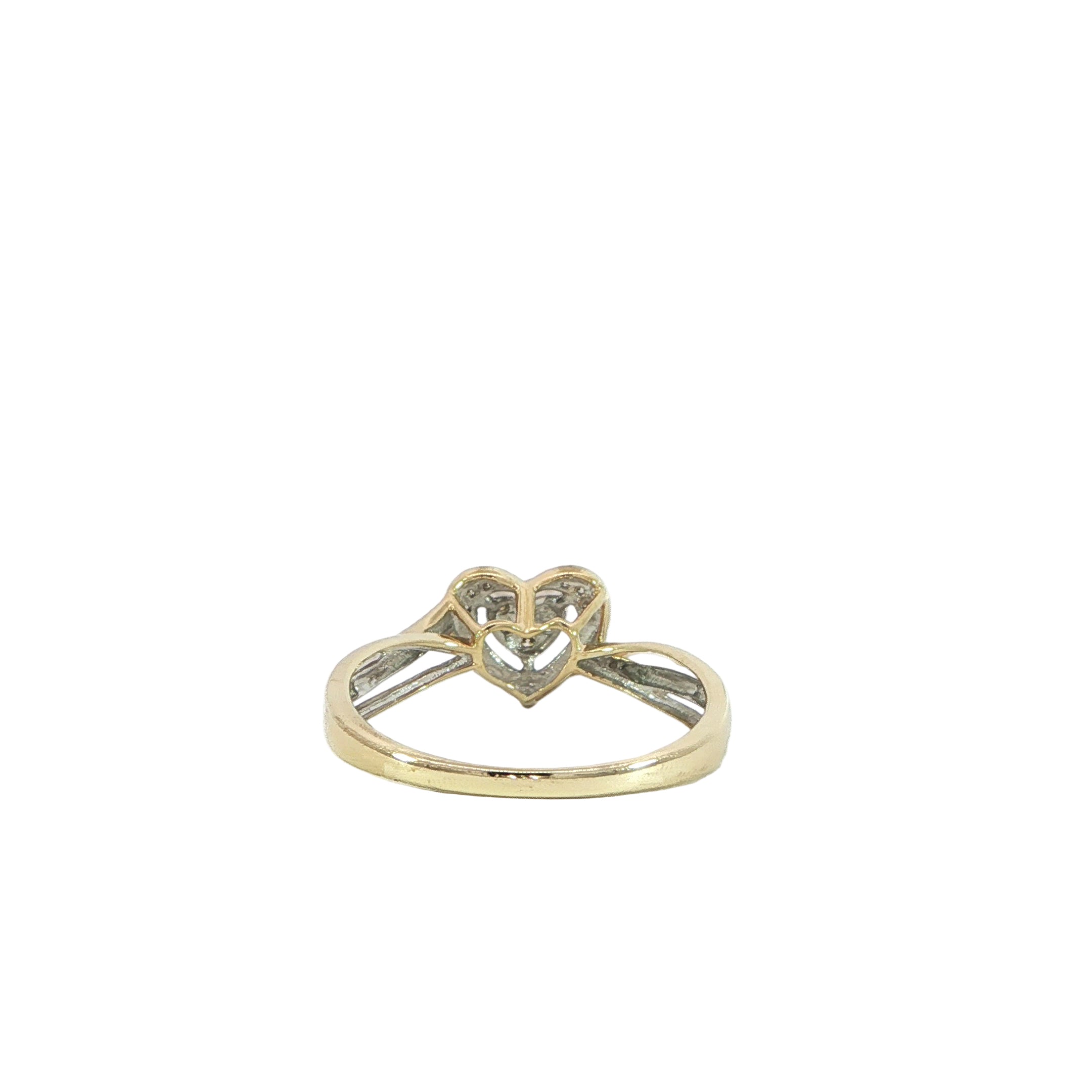 Diamond heart ring gold back view