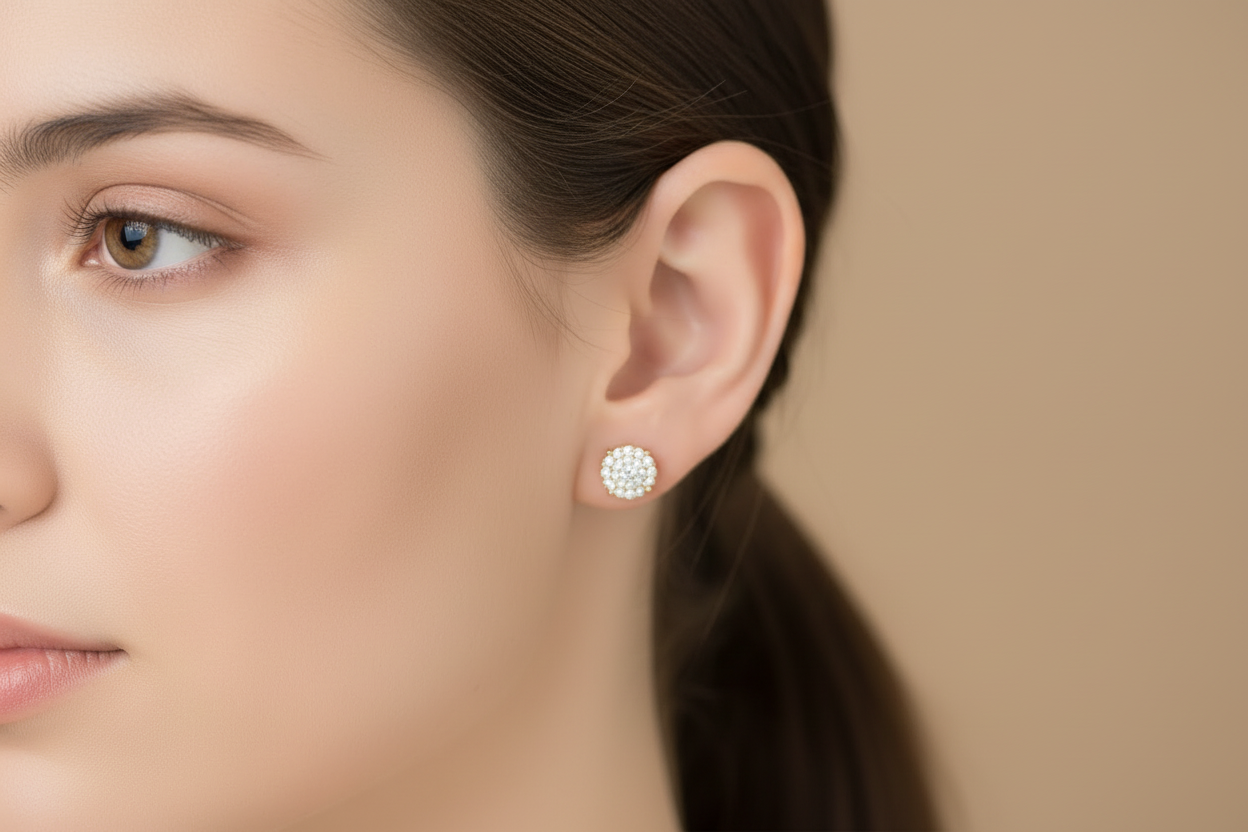 10K Round Diamond Cluster Earrings – 0.36 CTW