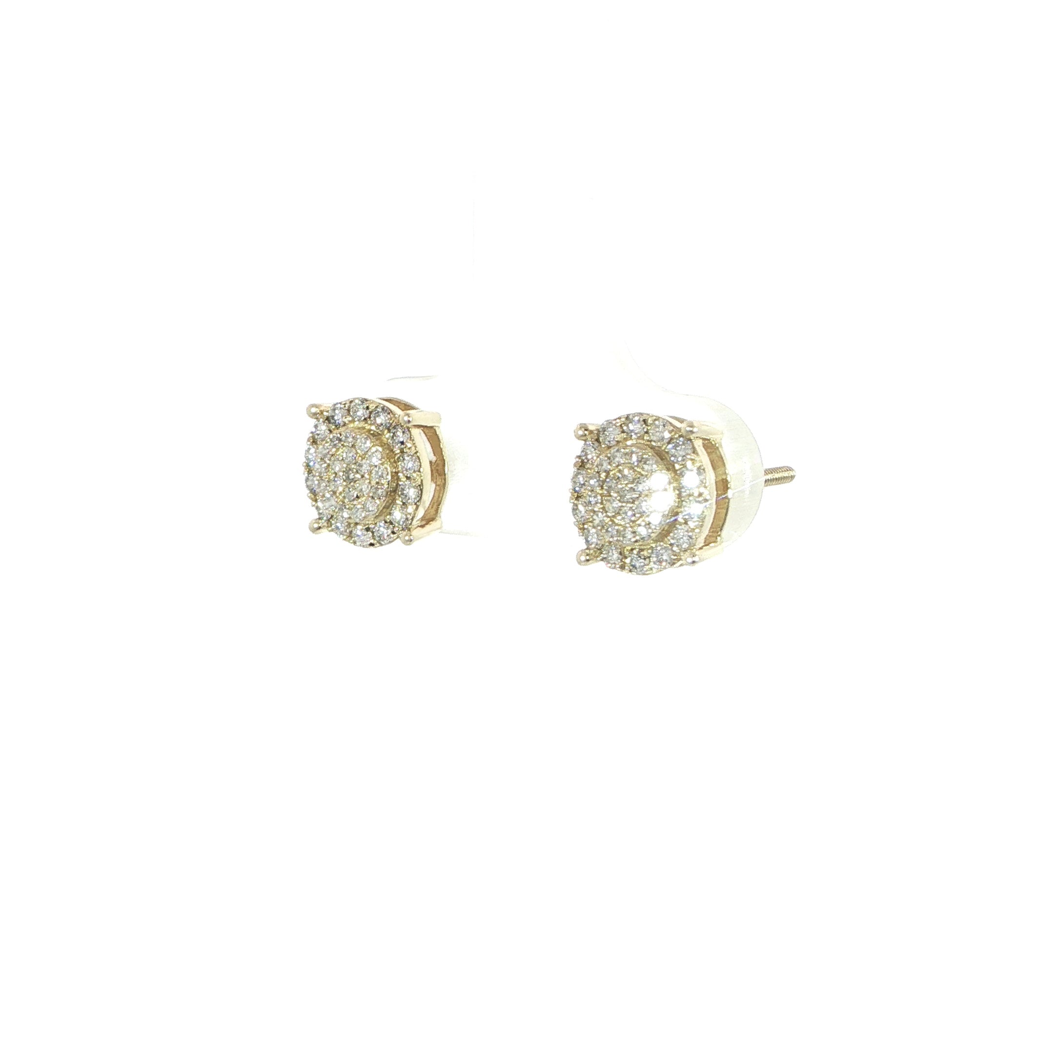 10K Round Diamond Cluster Earrings