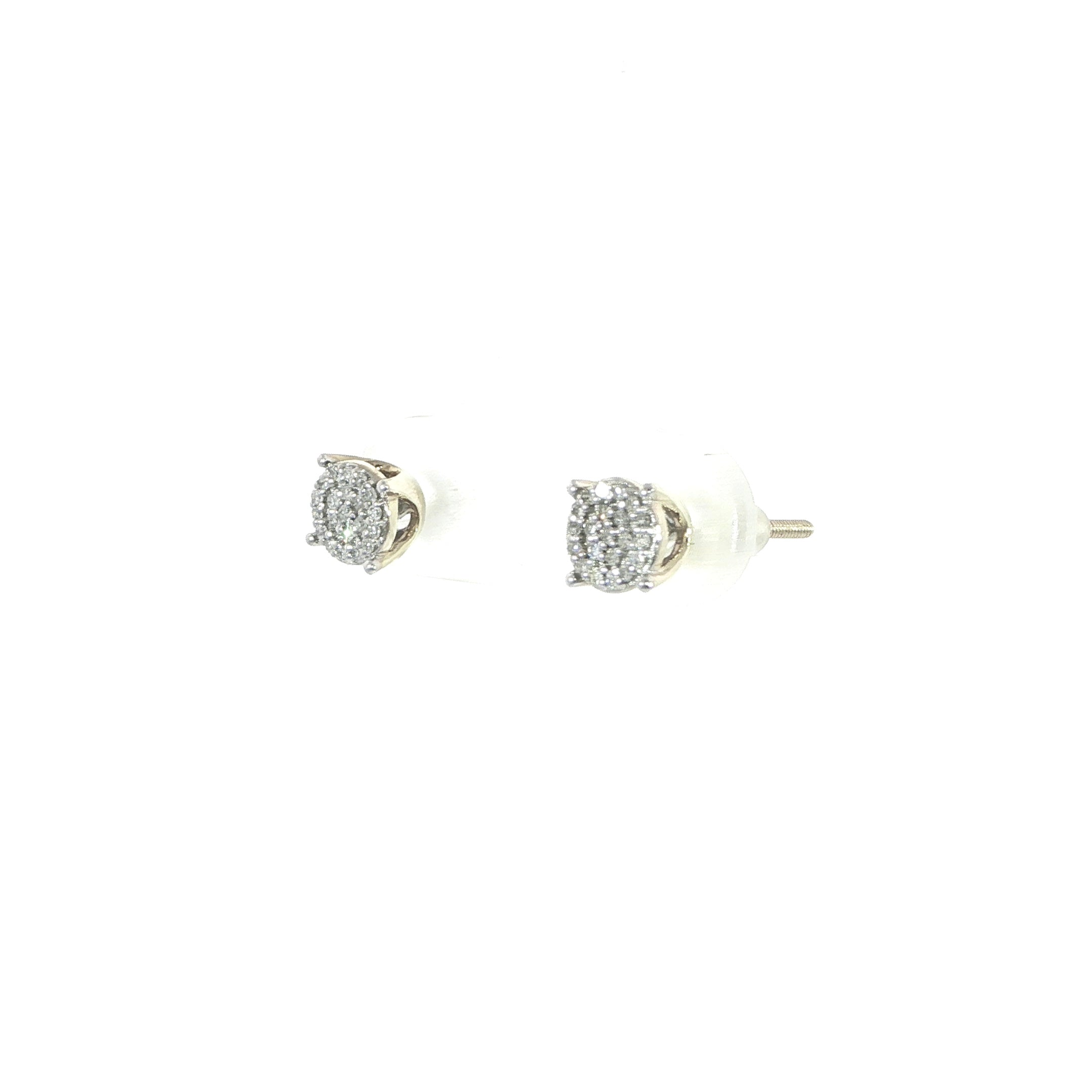 10K Gold Cluster Stud Earrings – 0.10 CTW