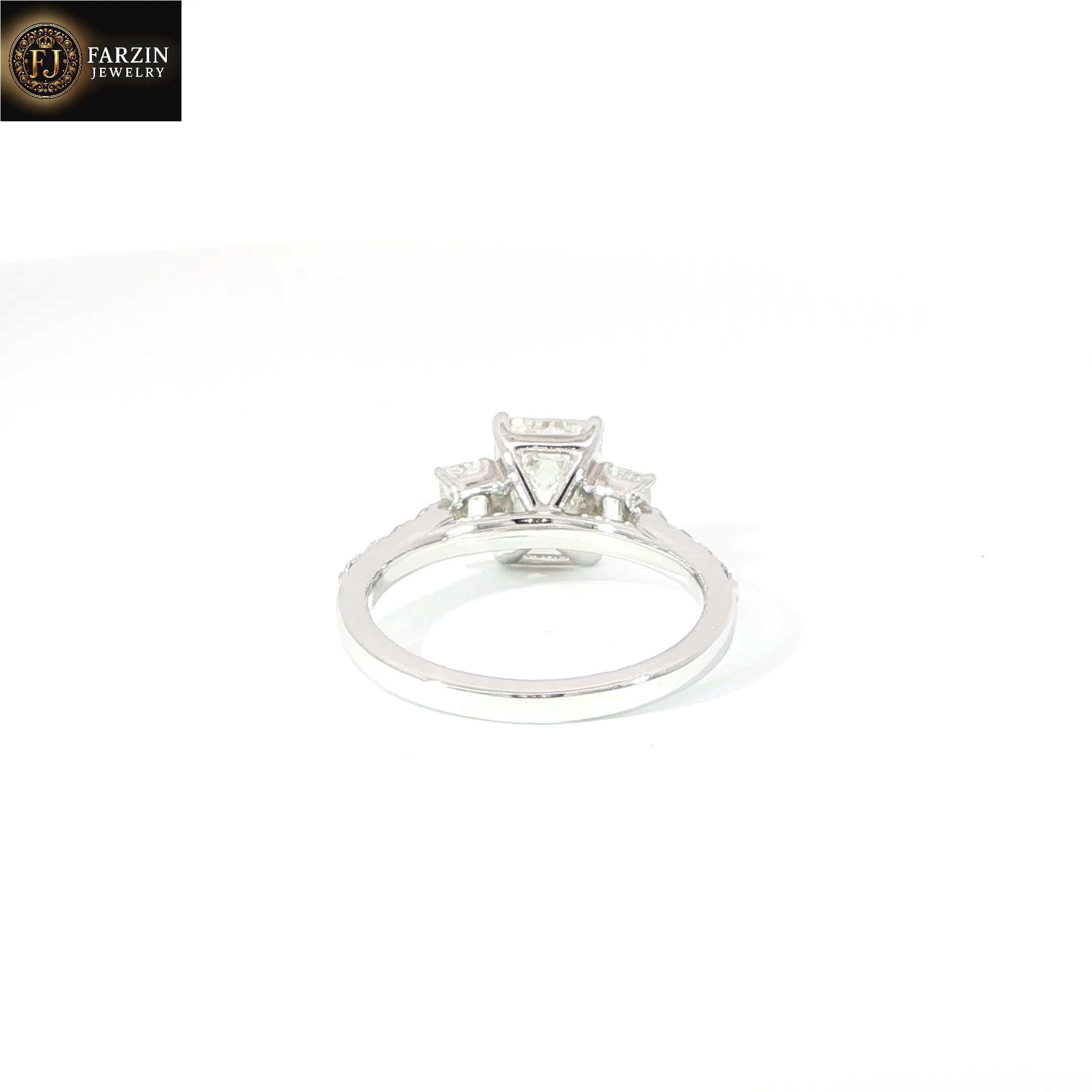 14K Gold 3-Stone Certified Emerald Cut Lab Diamond Ring