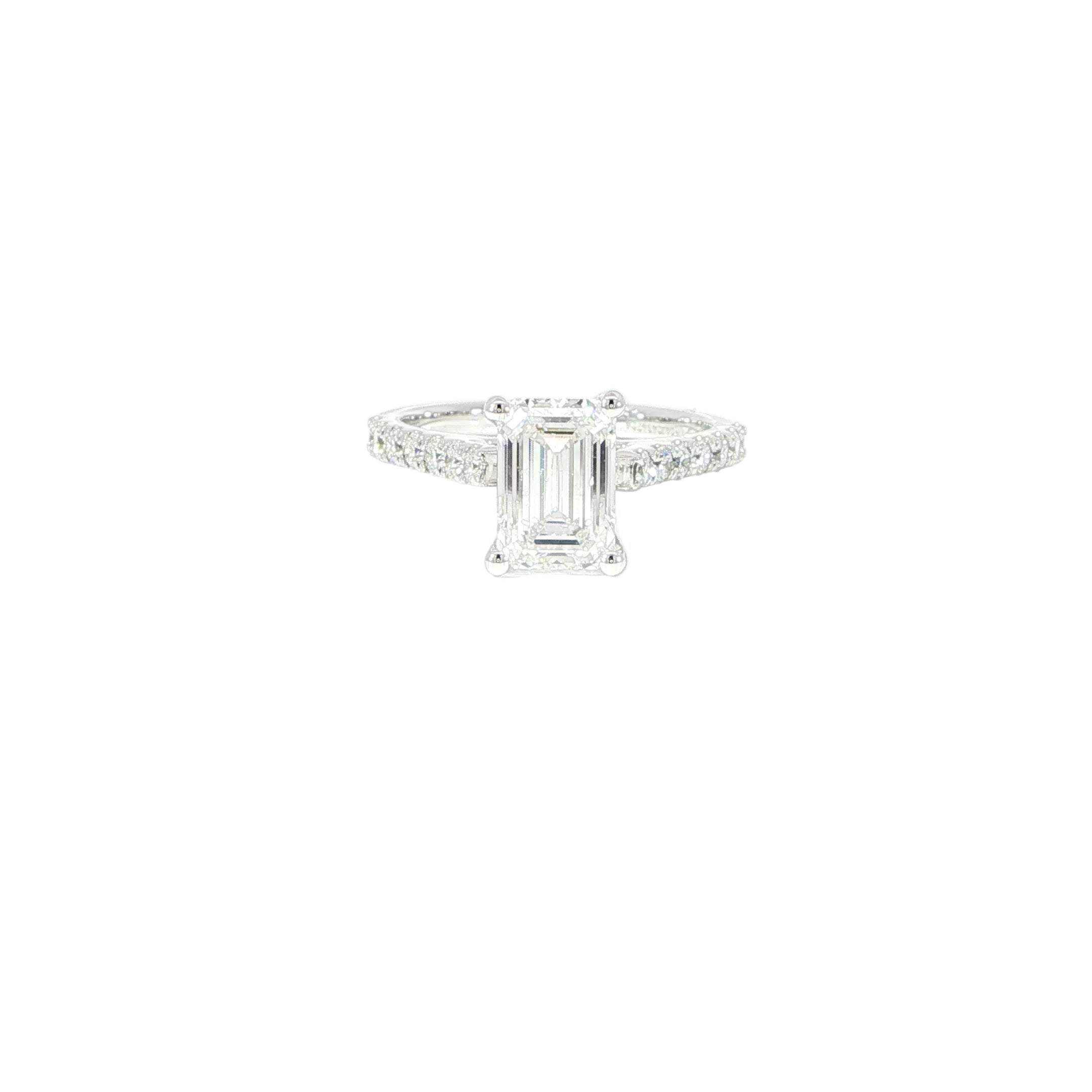 14K White Gold Emerald-Cut Lab Diamond Engagement Ring – 2.5ctw