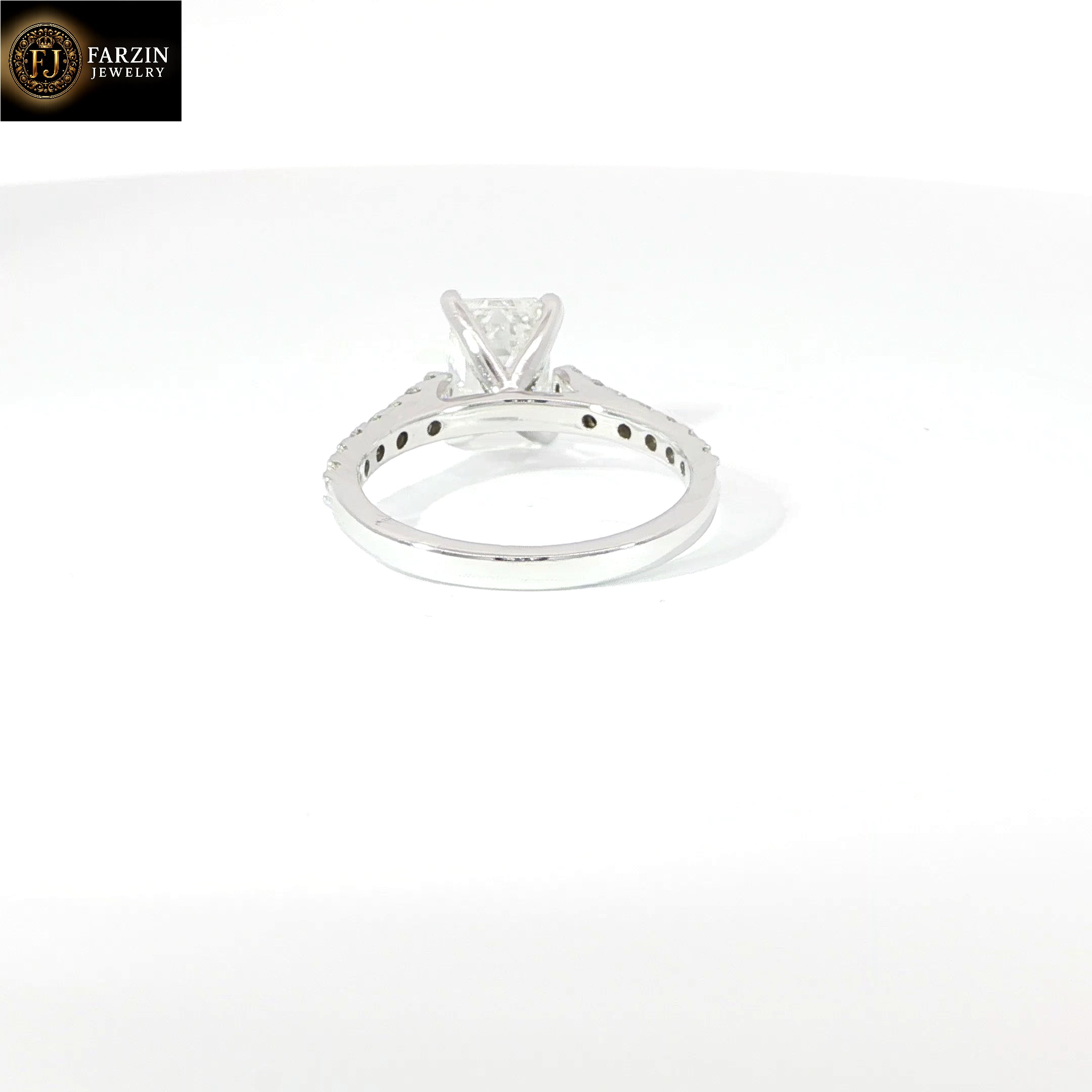 14K White Gold Emerald-Cut Lab Diamond Engagement Ring – 2.5ctw