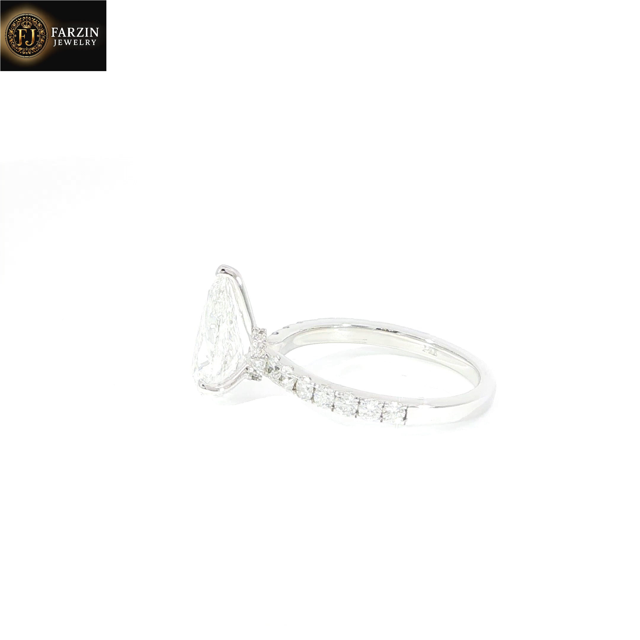 925 Sterling Silver Pear-Cut Solitaire Ring with VVS Moissanite - 2.49ctw