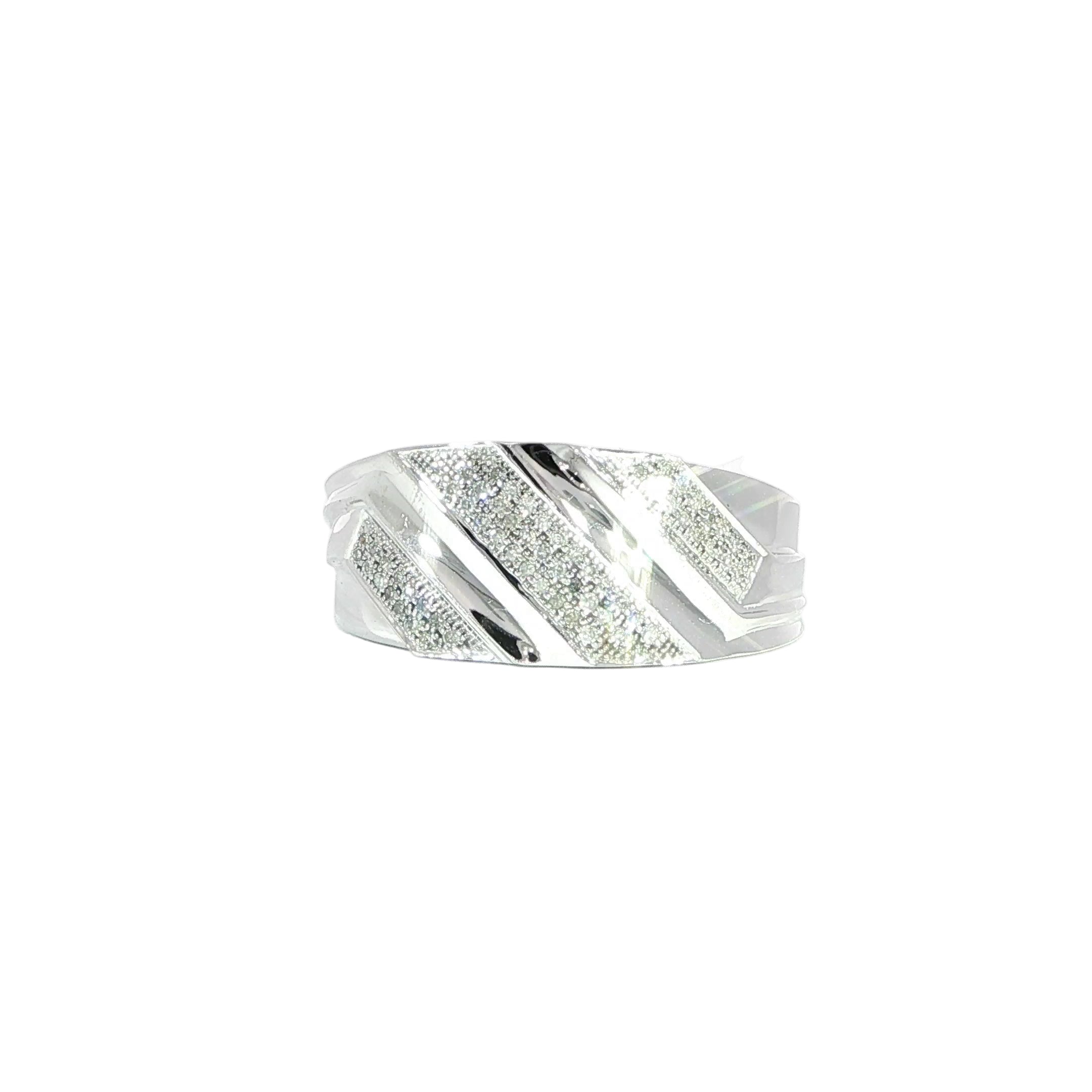 Front 10k white gold mens diamond band 10mm