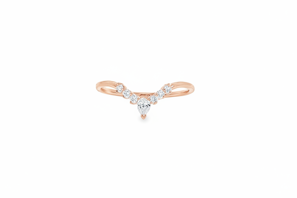 14K rose gold contour band with 0.18 CTW lab grown diamonds