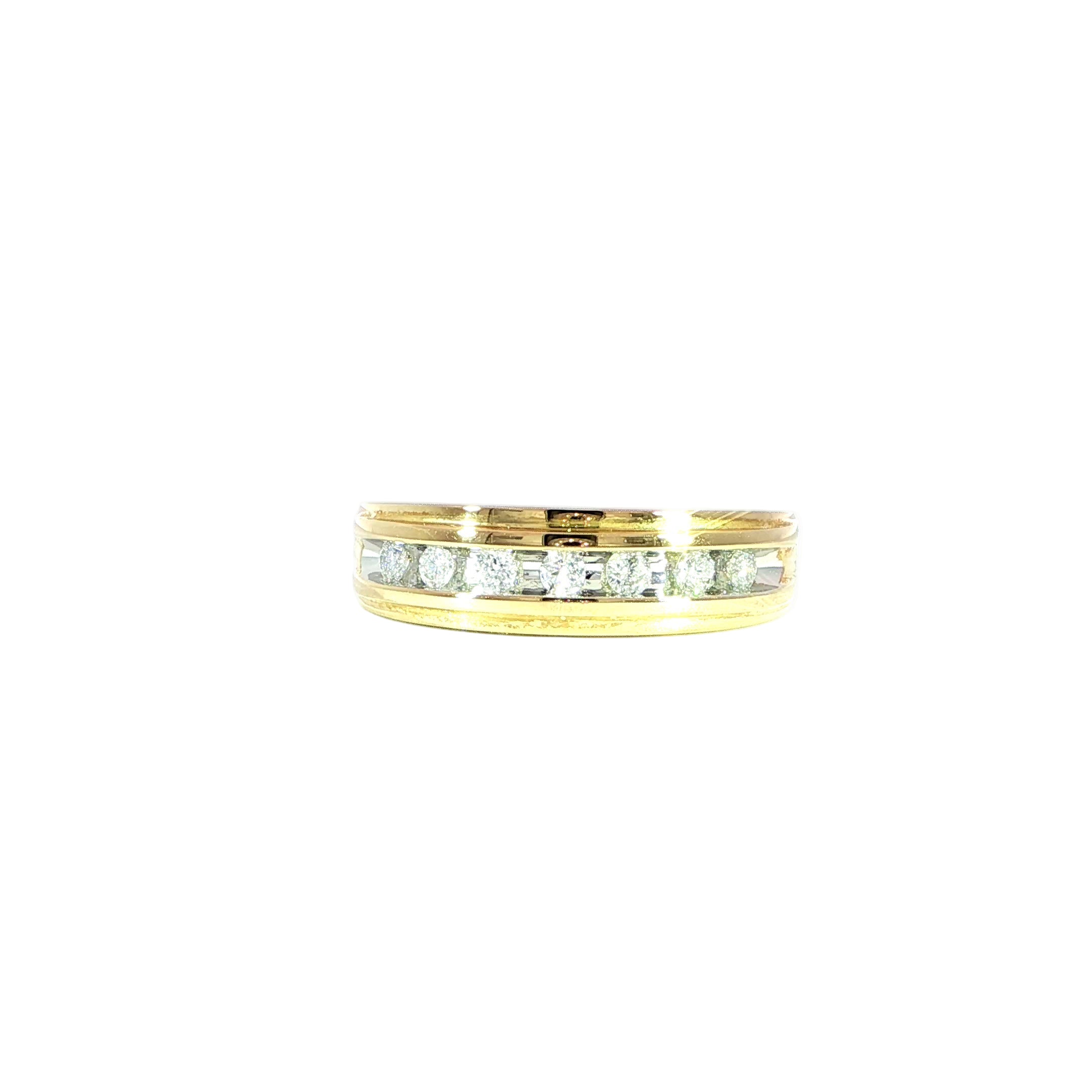 Mens yellow gold diamond band channel set