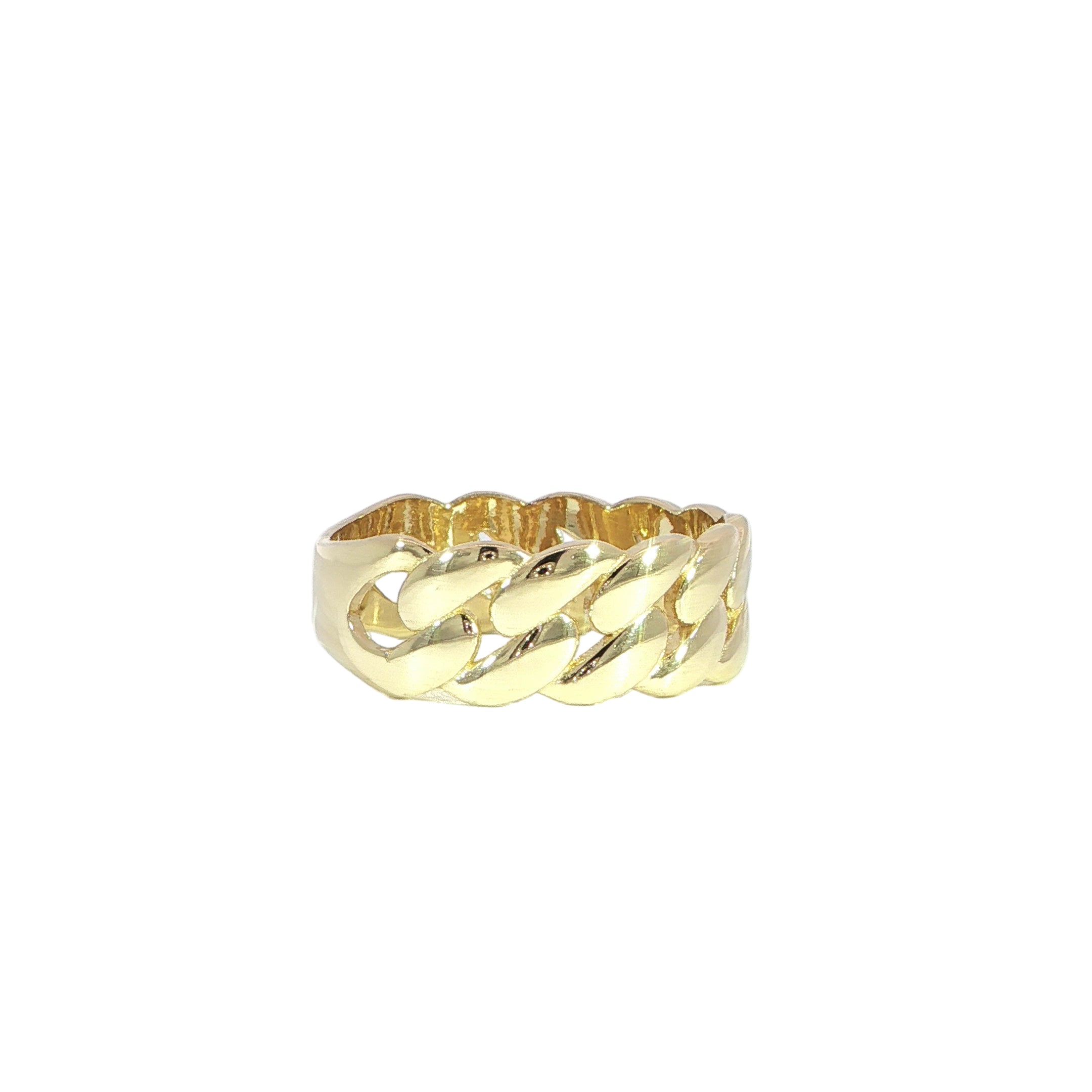 14K Gold Cuban Link Ring - 1