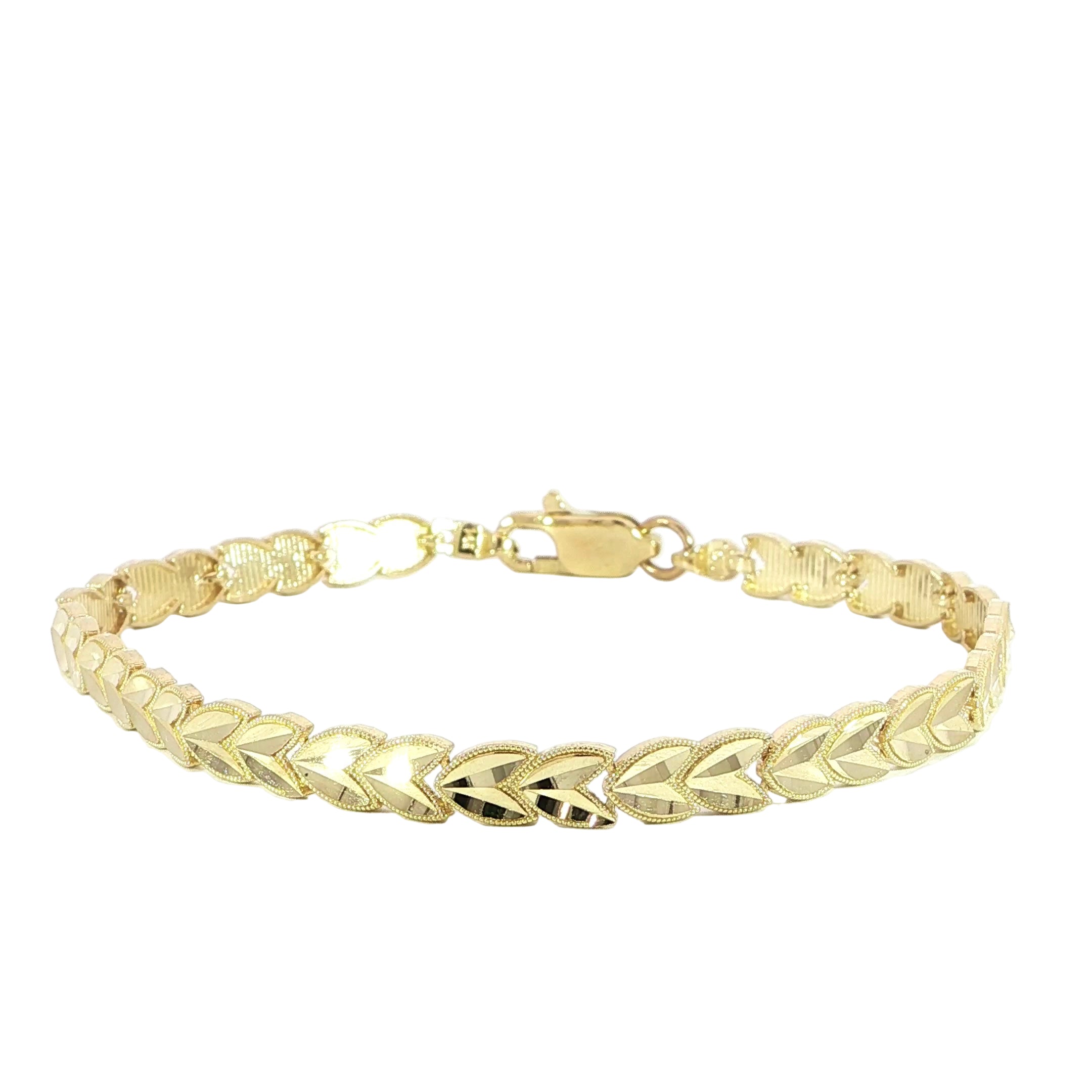 14K Yellow Gold Chevron Bracelet - 4.7MM