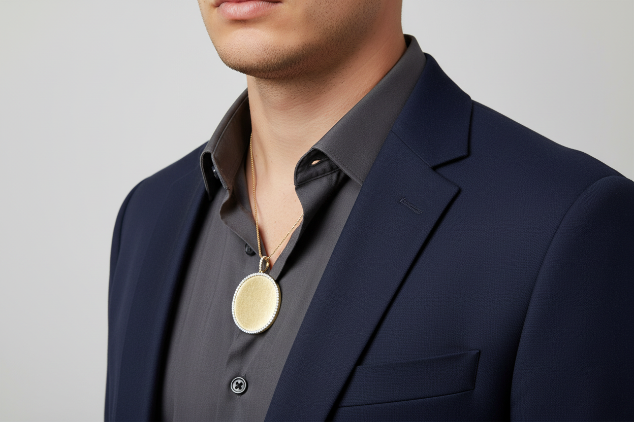 10K Picture Frame Pendant with Natural Diamonds