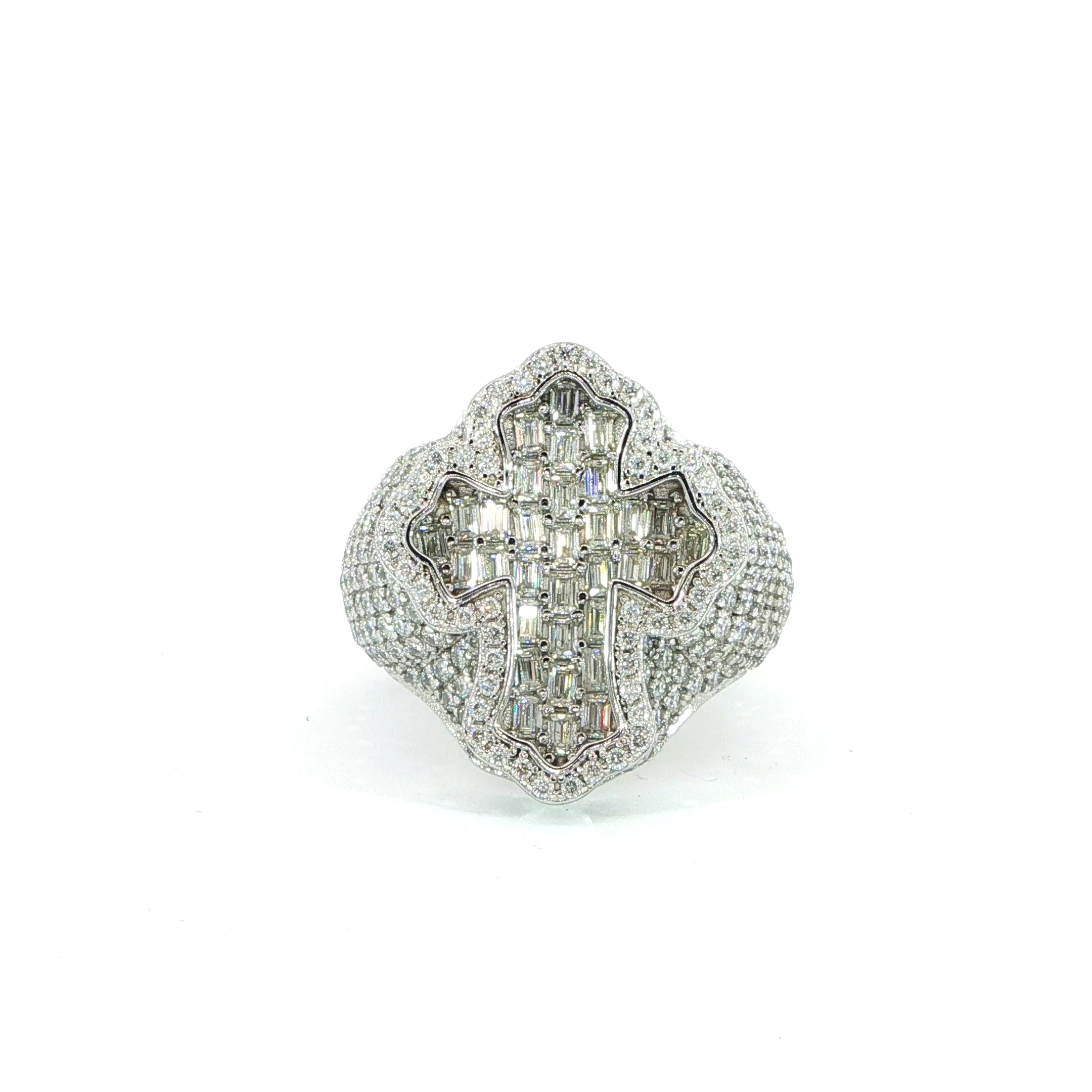 925 Sterling Silver VVS Moissanite Cross Ring – 6.02 Carats