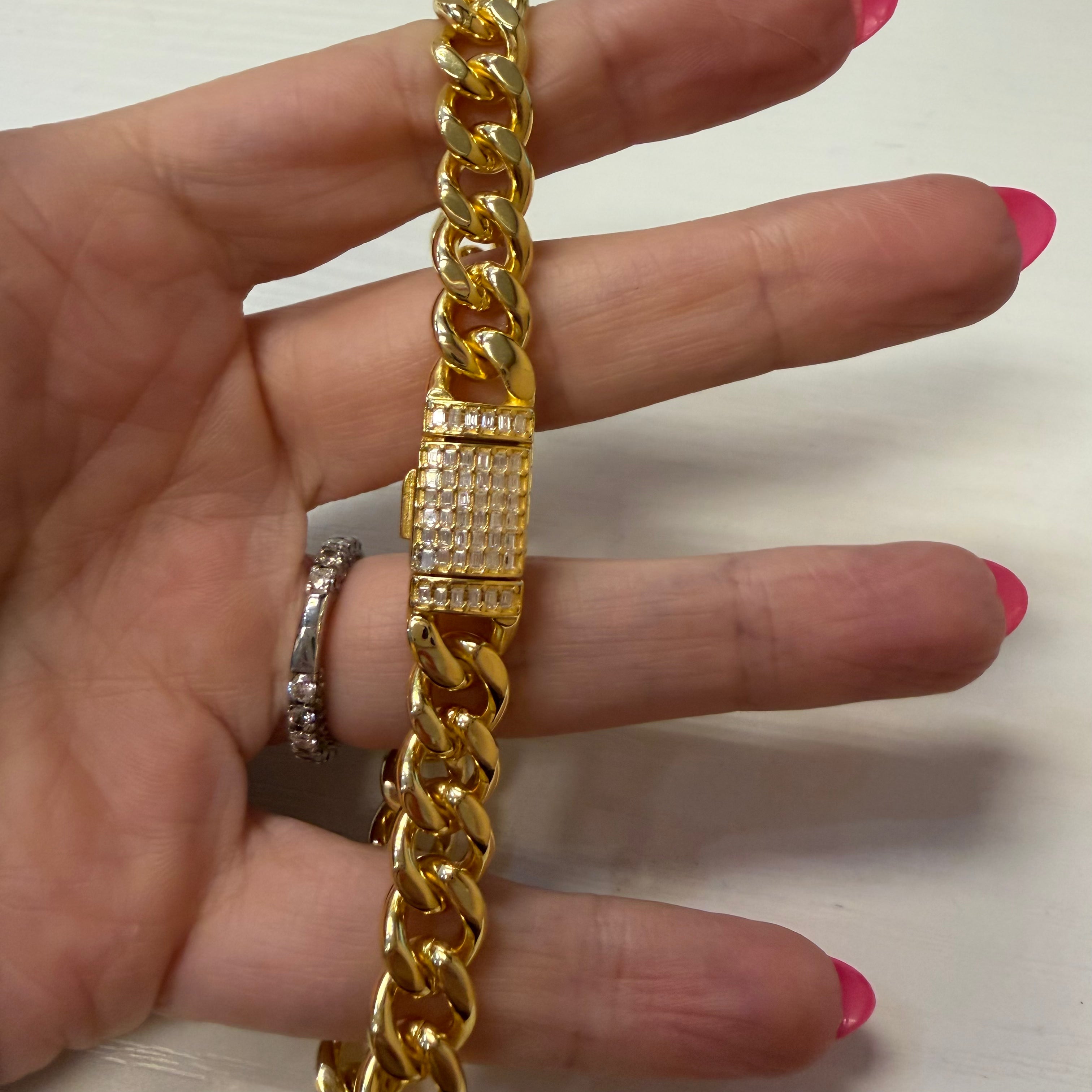 Silver Moissanite Miami Cuban Chain – 9mm