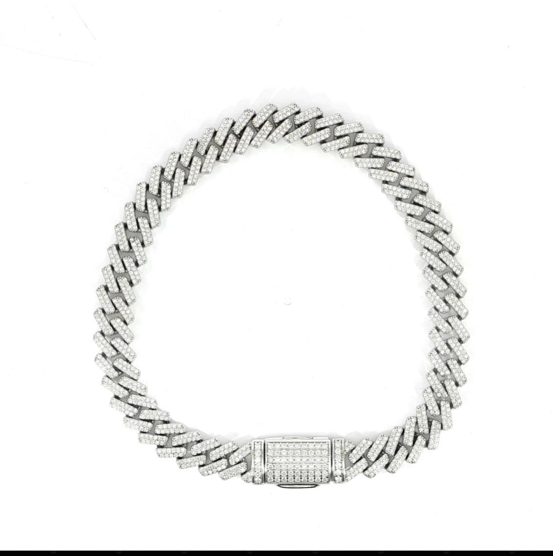 Sterling Silver Miami Cuban Bracelet - 3.84CT VVS-D Moissanite, 8MM