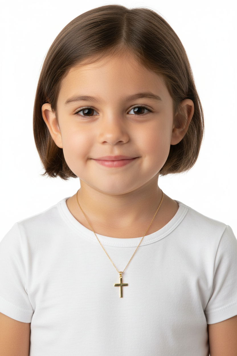 14K Gold Flat Cross Pendant