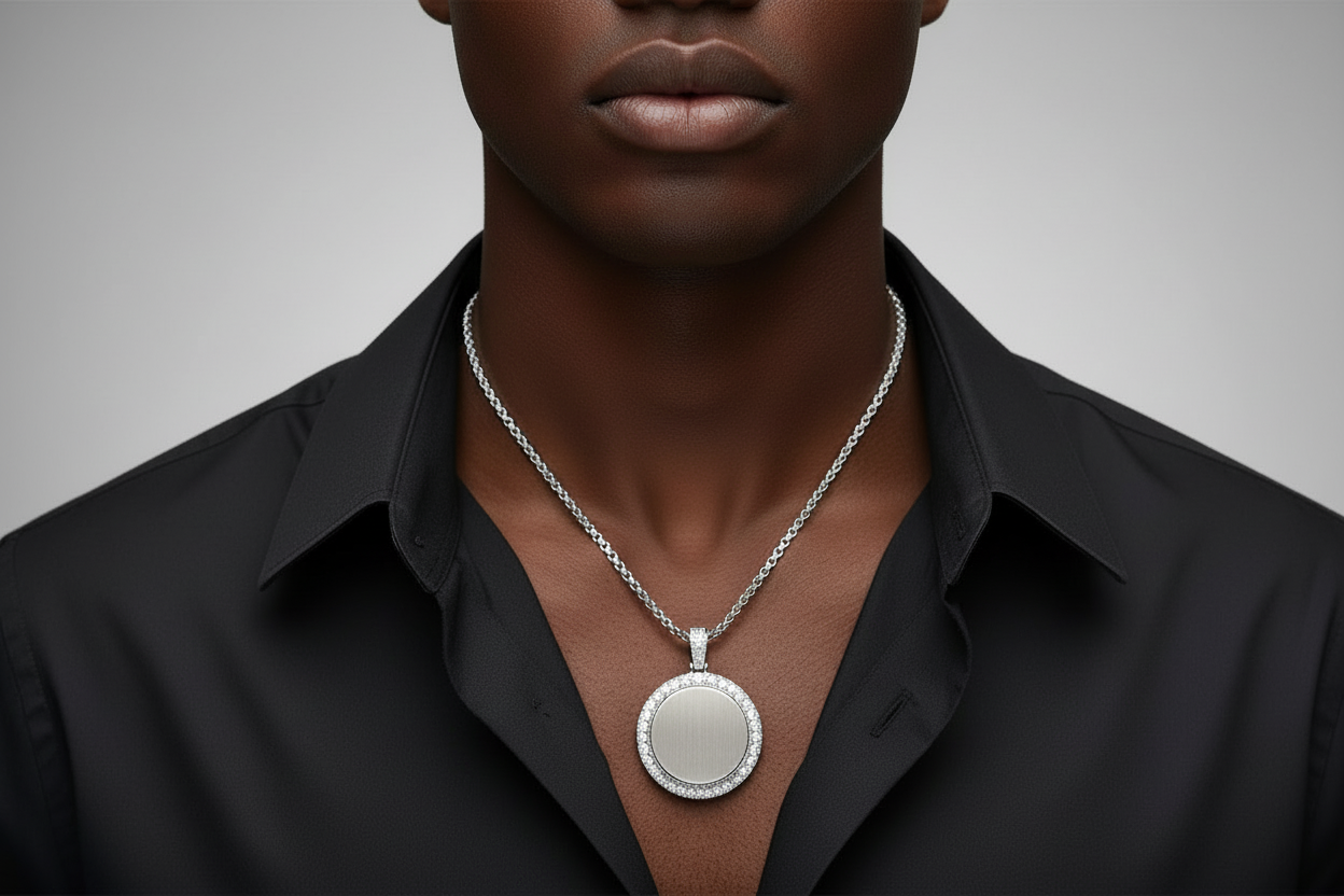 Sterling Silver Picture Frame Pendant – VVS Moissanite 4.5 CTW