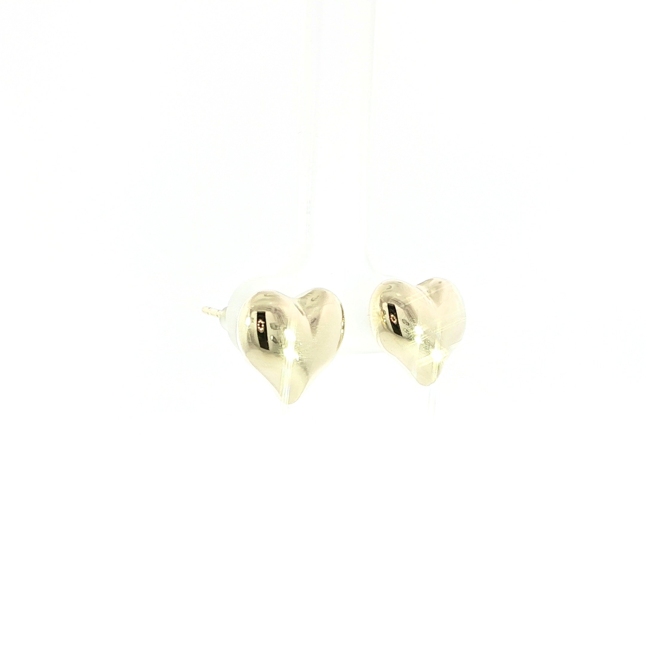 14K Yellow Gold Heart Stud Earrings