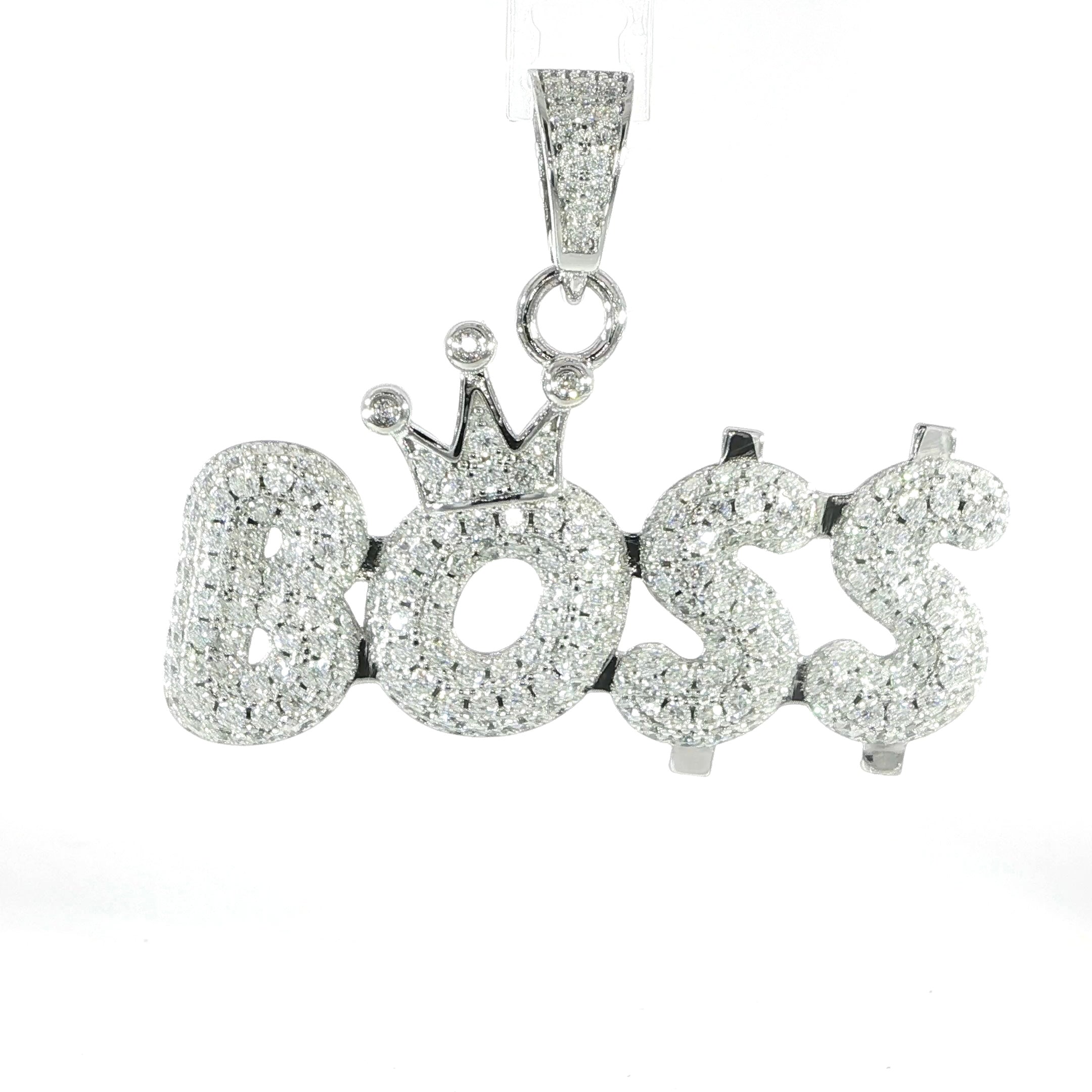 Sterling Silver Boss with King Crown Pendant – VVS Moissanite 6 CTW