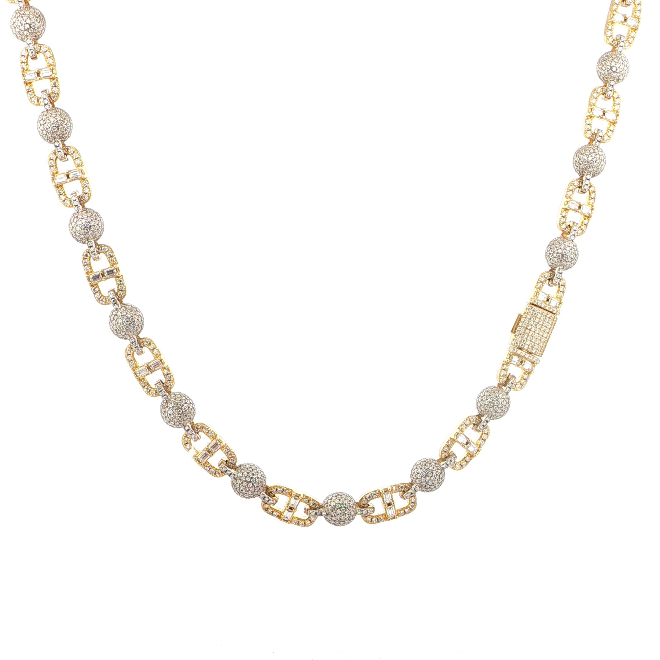 925 Sterling Silver Cross Flat Chain with VVS Moissanite