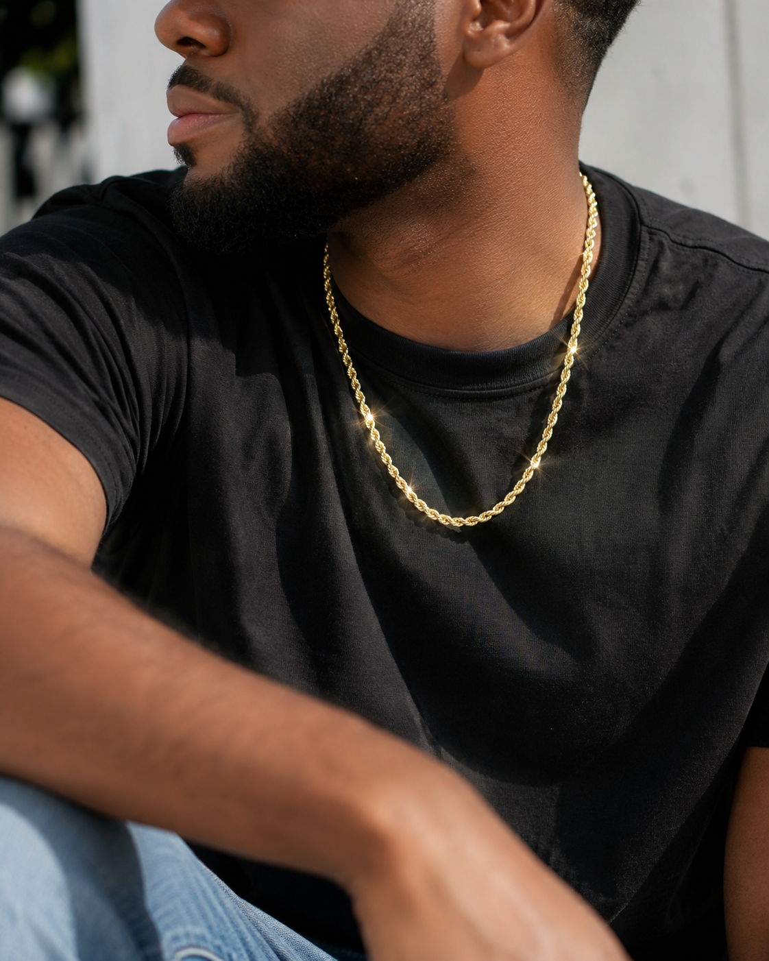 High Polish 14K Yellow Gold Diamond-Cut Rope Necklace