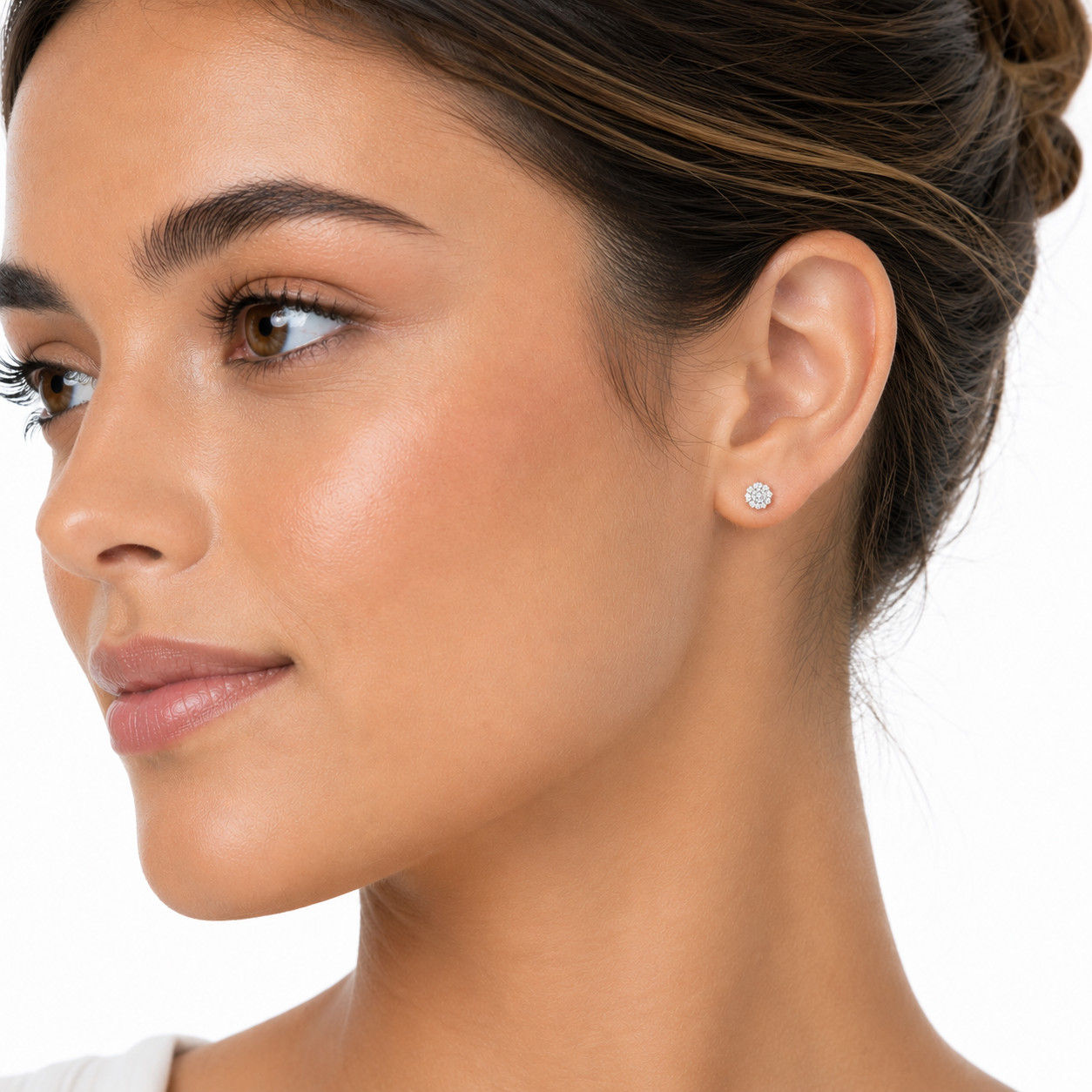 Minimalist natural diamond cluster stud earrings with brilliant sparkle