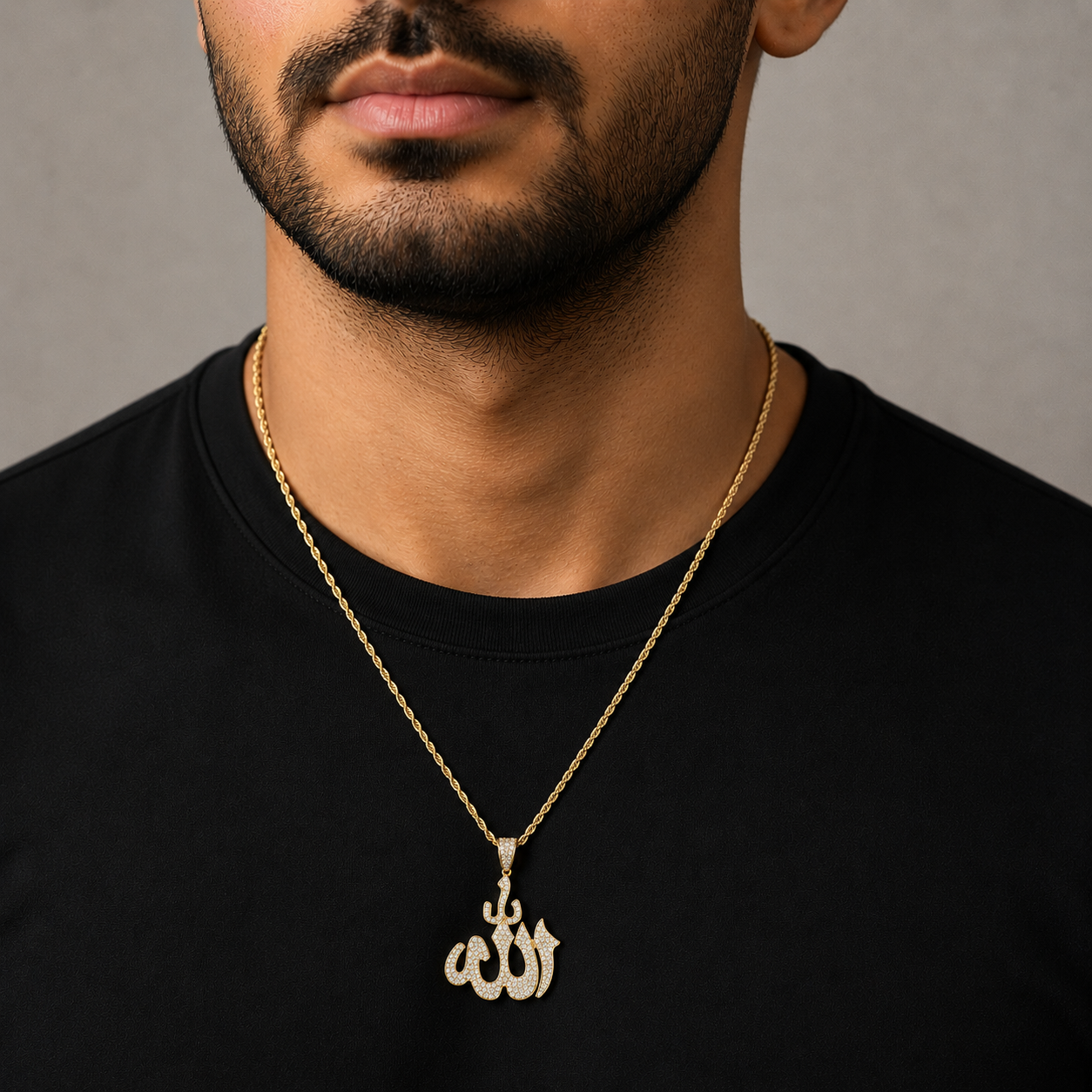 Luxury Arabic Calligraphy Pendant Featuring Allah