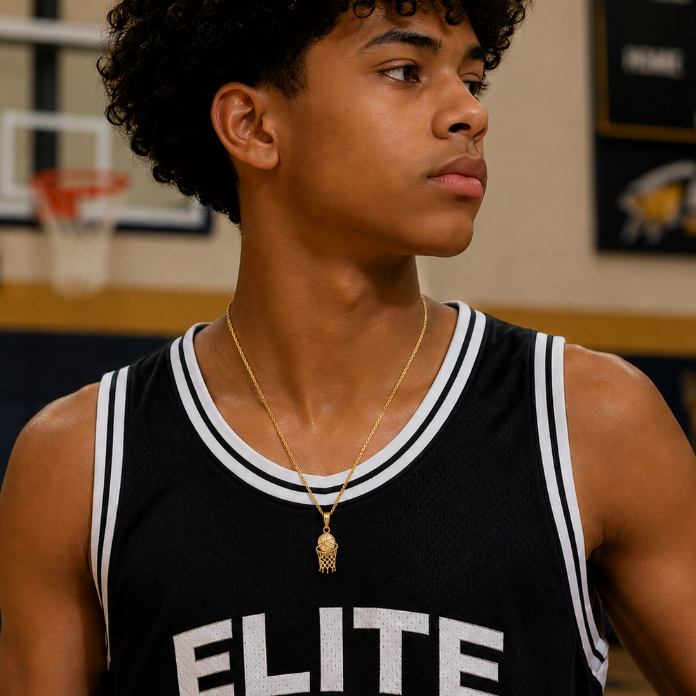 Lightweight 10K gold basketball pendant for athletes and fans