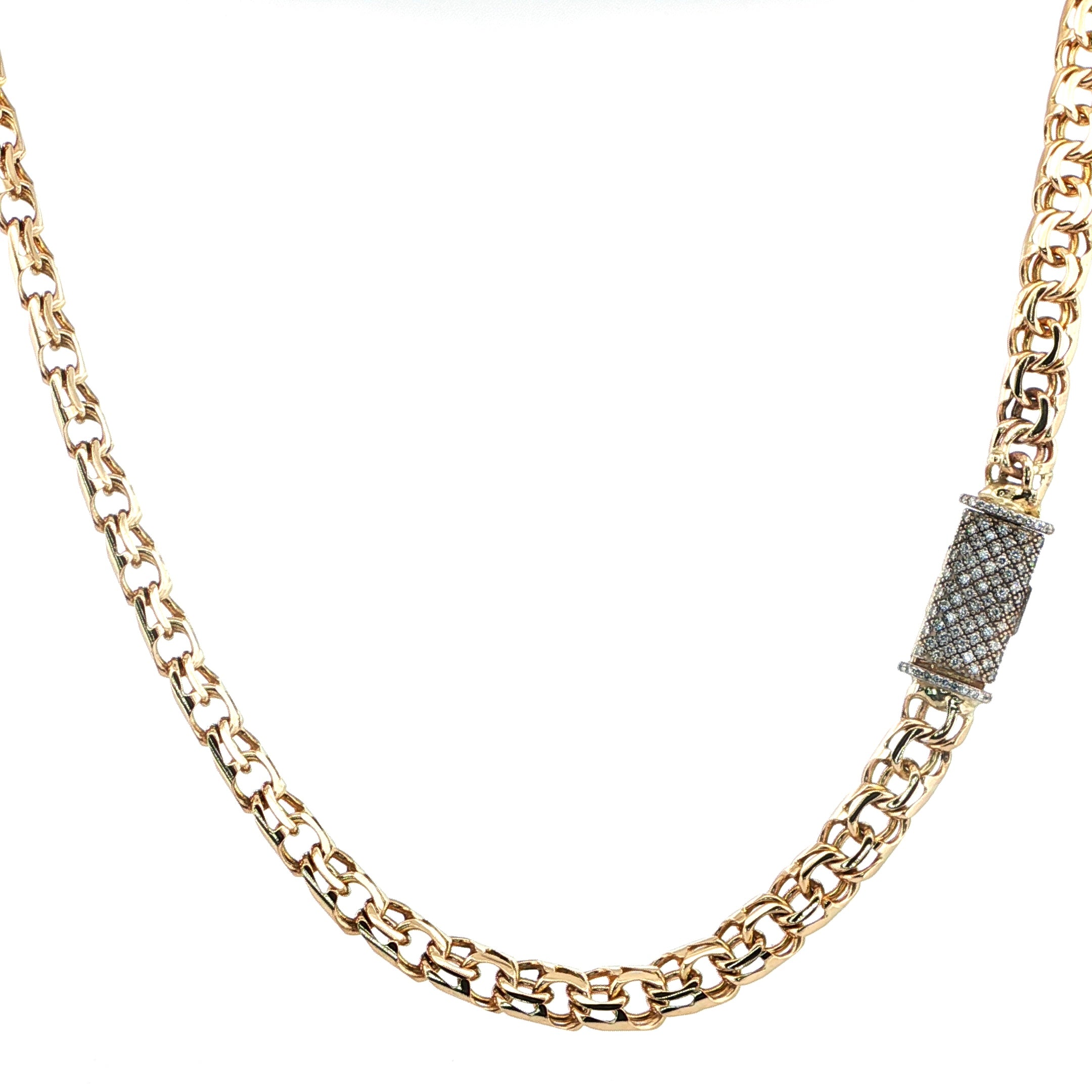10K Yellow Gold Diamond-Clasp Chain – 10mm (101.18g)