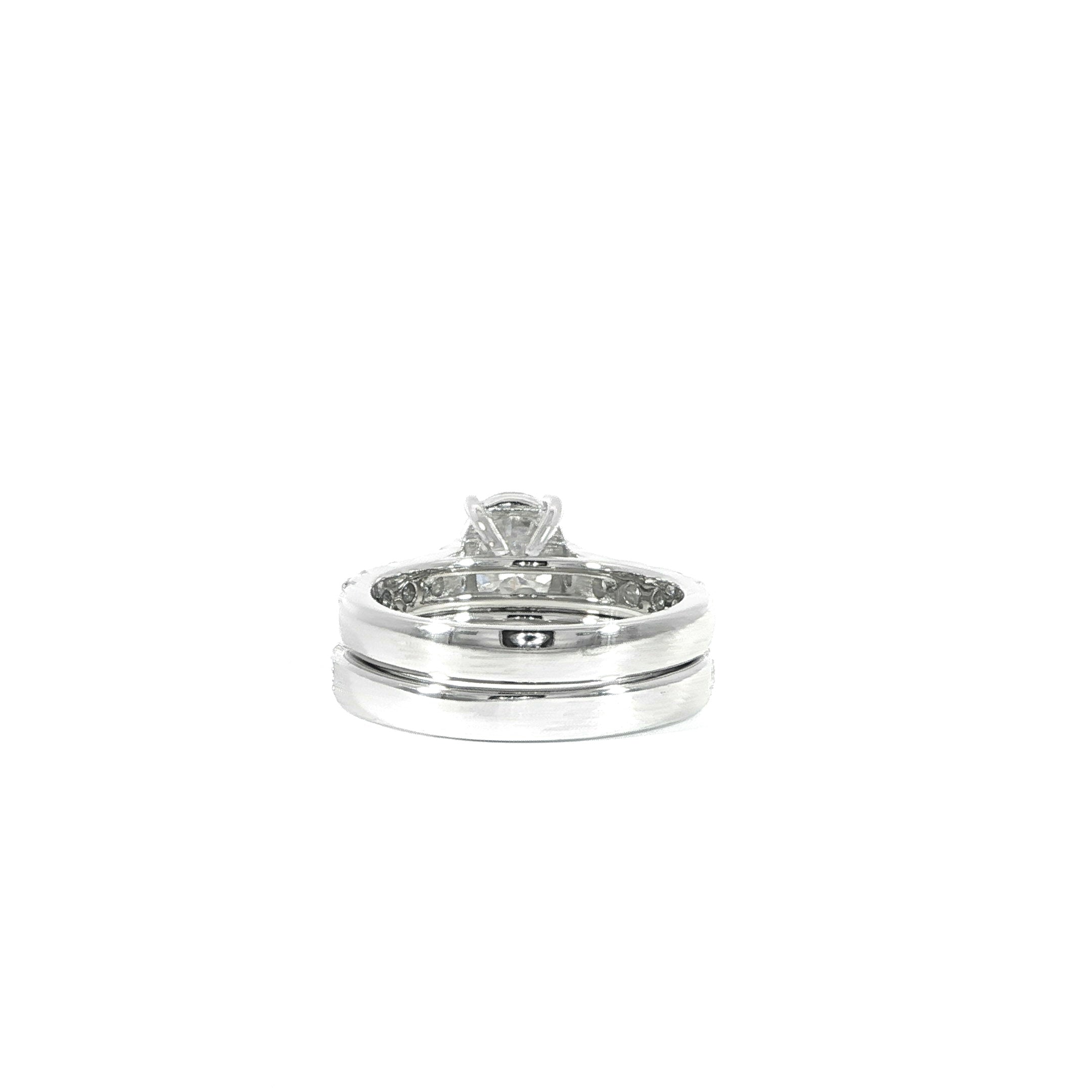Oval moissanite engagement set in sterling silver