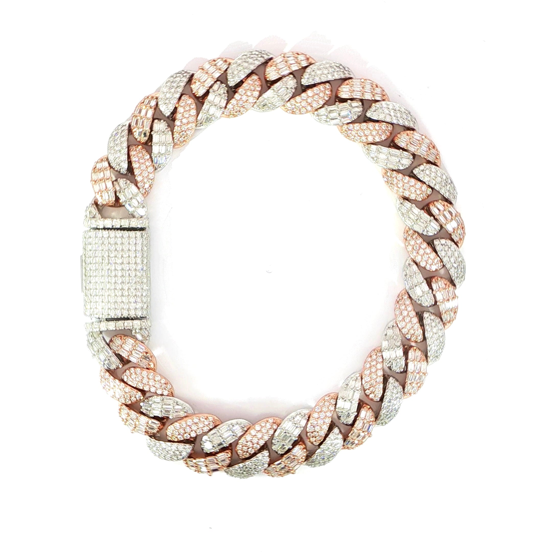 Sterling Silver Miami Cuban Bracelet, 12mm, VVS Moissanite Stones