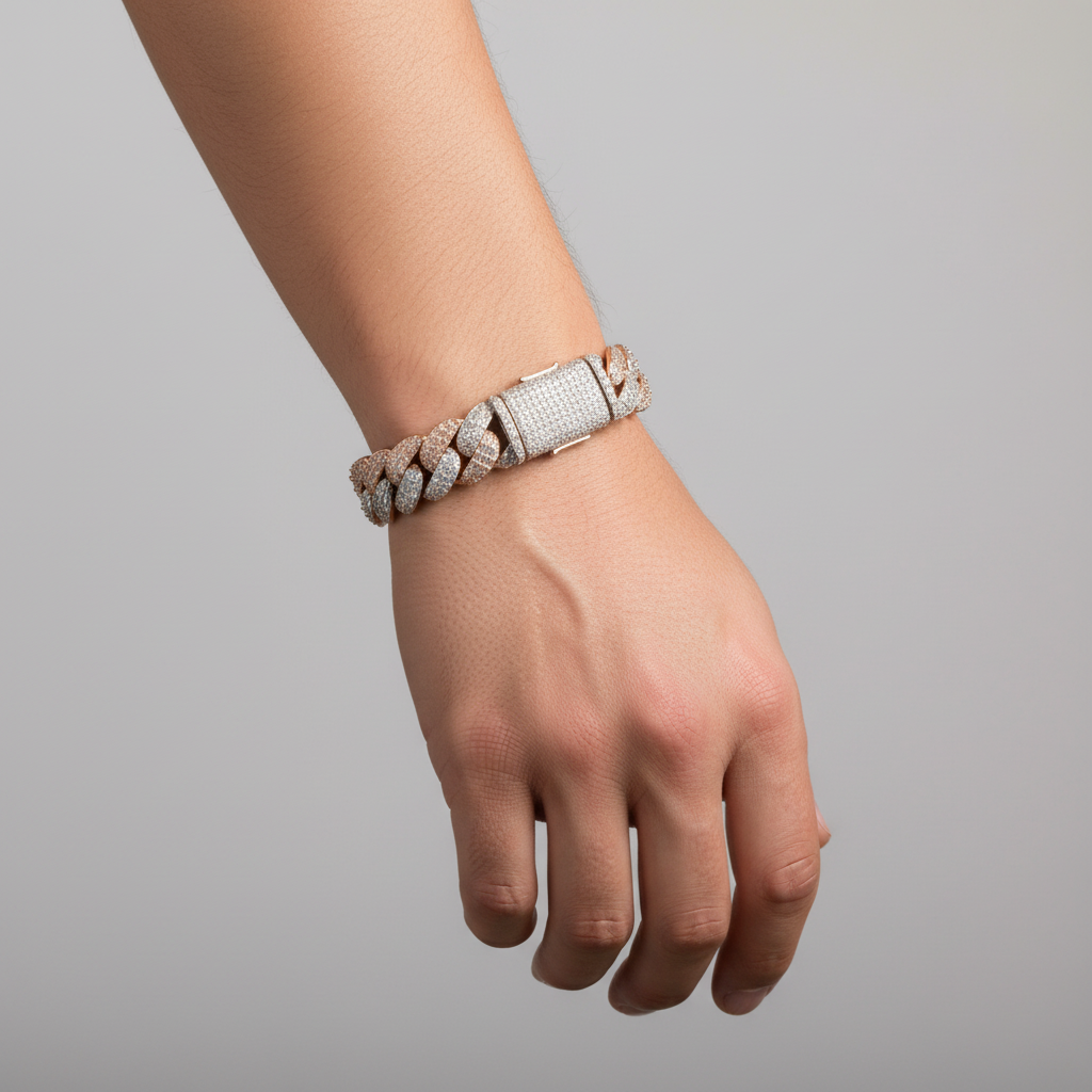 Sterling Silver Miami Cuban Bracelet – VVS Moissanite – 12mm