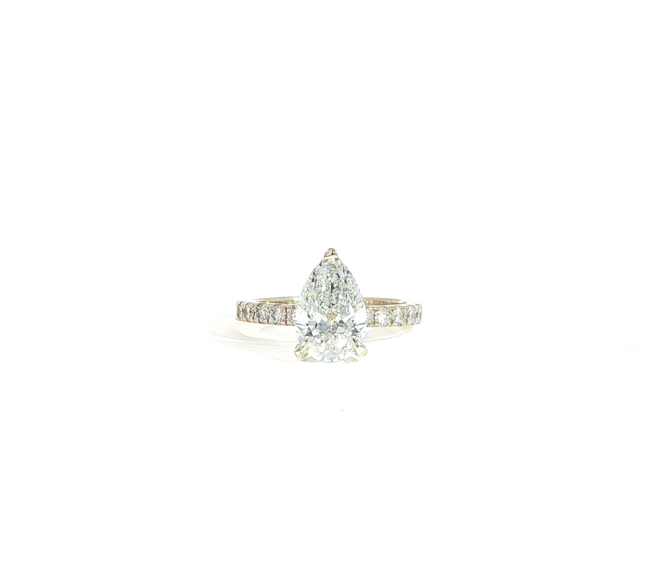 14K Gold Pear Diamond Engagement Ring – 2 CT