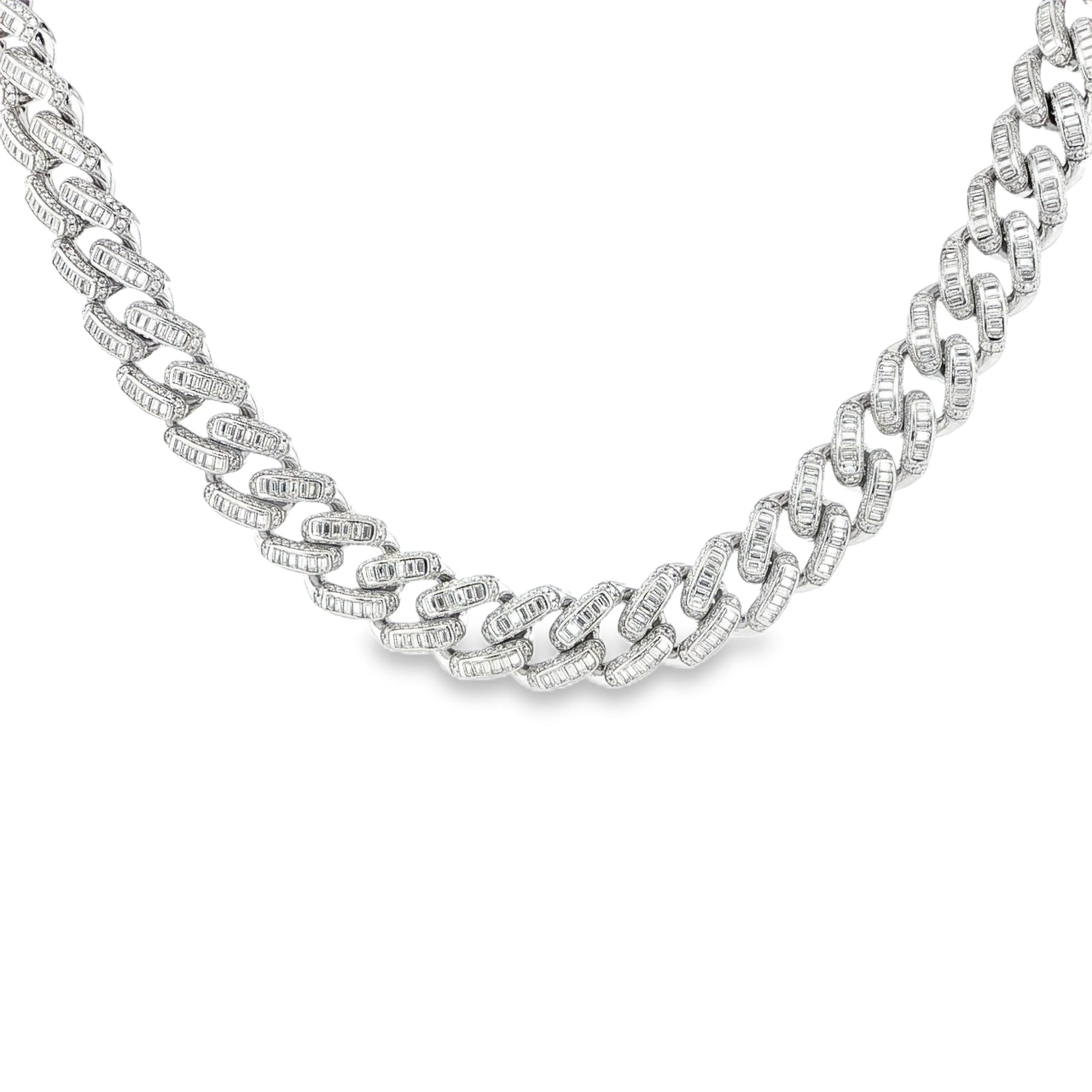 Sterling Silver Miami Cuban Chain – VVS Moissanite 48 CTW