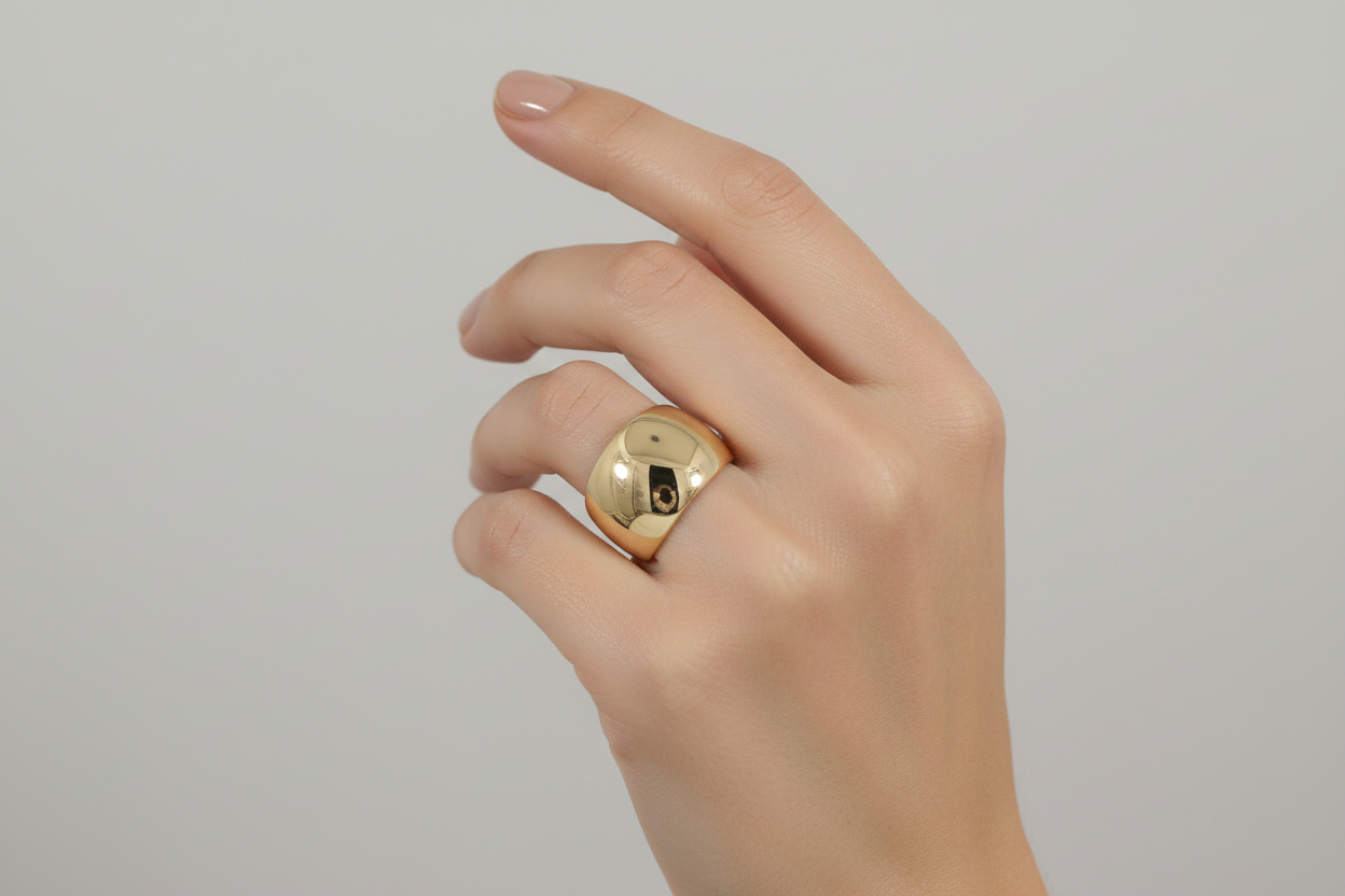 14K Yellow Gold Dome Ring – 13MM